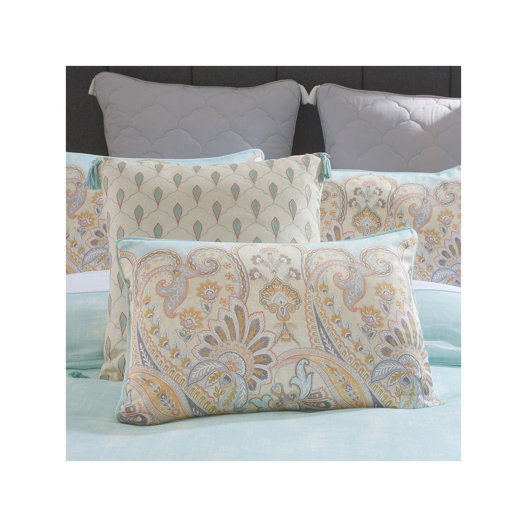 Heirlooms Of India Puri 3-Pc. Floral Midweight Reversible Comforter Set - Blue Beige