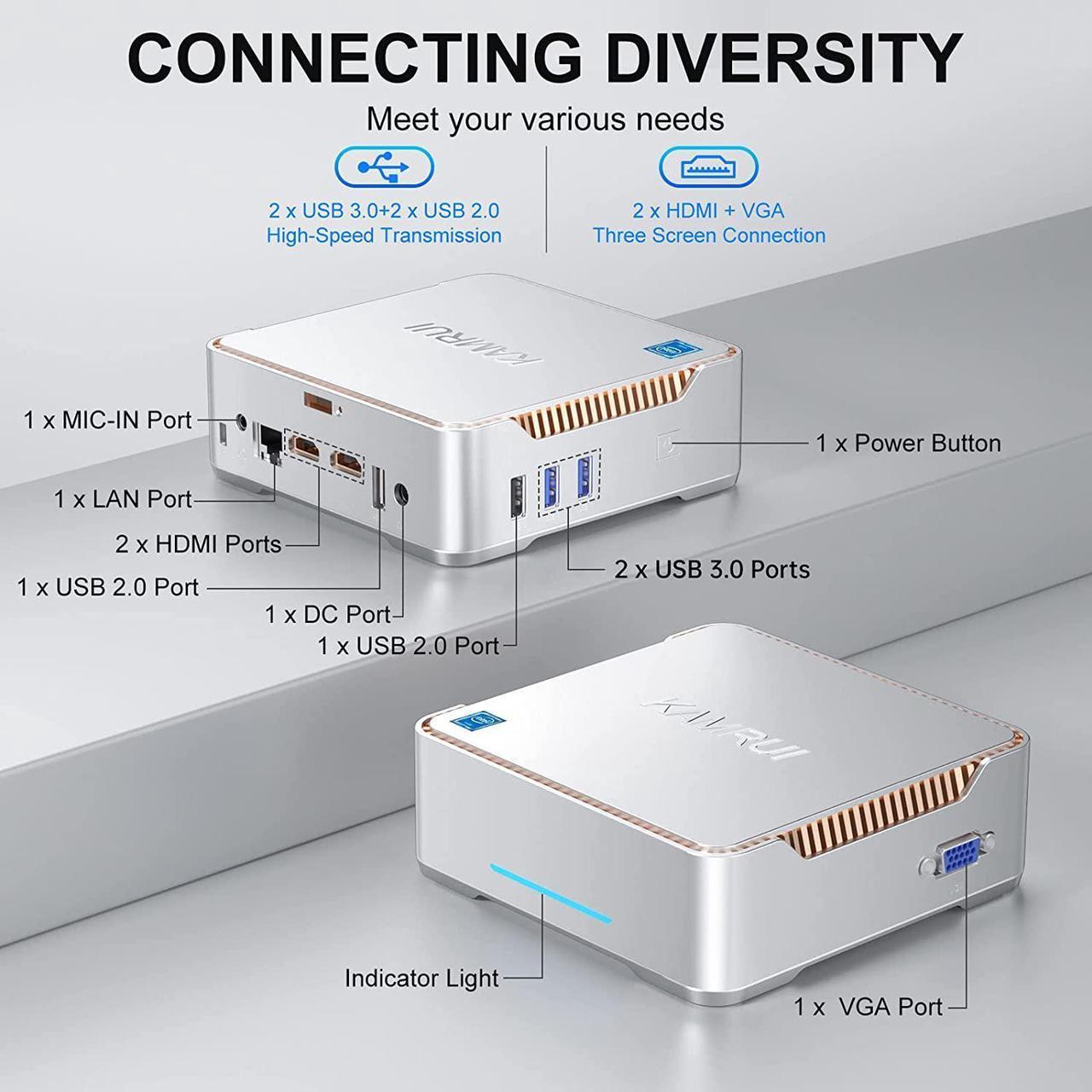 KAMRUI GK3PRO GK3 Pro Mini Celeron N5105 2GHz Intel UHD Graphics 16GB RAM 512GB SSD Win 11 Pro White
