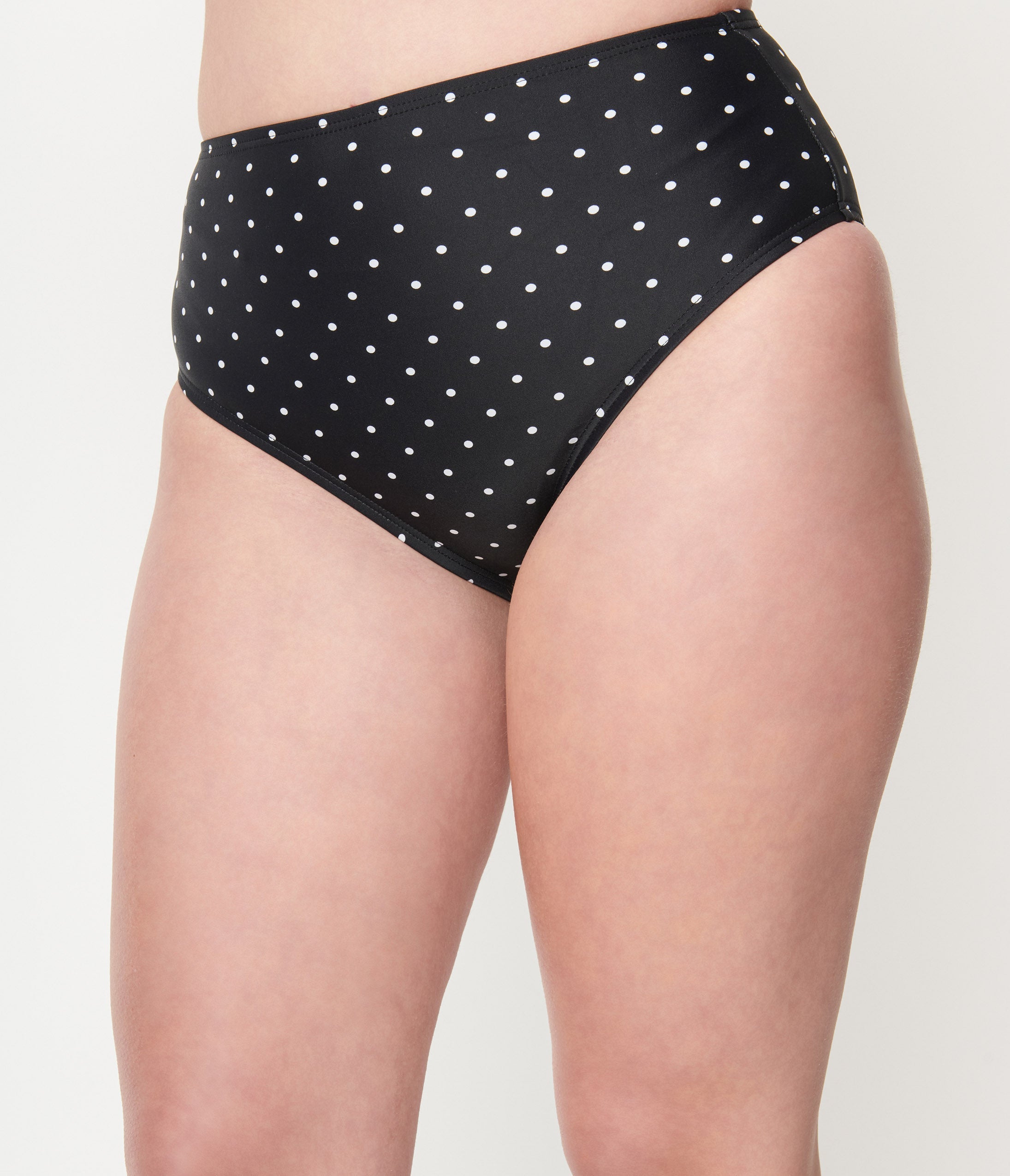 Unique Vintage Black & White Pin Dot Daphne Swim Bottoms