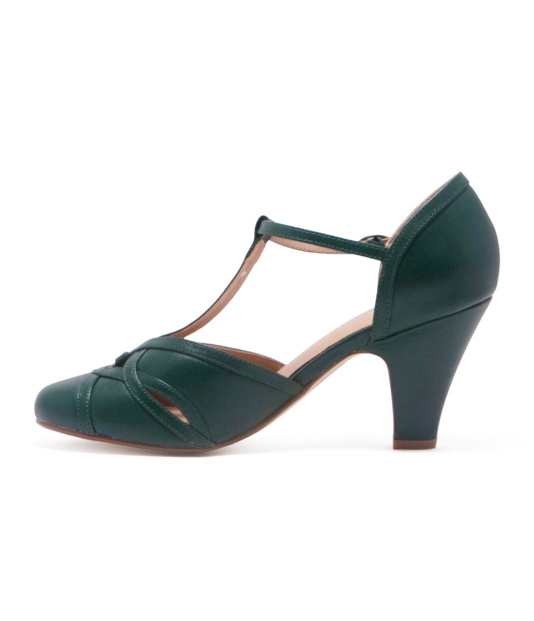 Chelsea Crew 1920s Forest Green T-Strap Sandy Heels