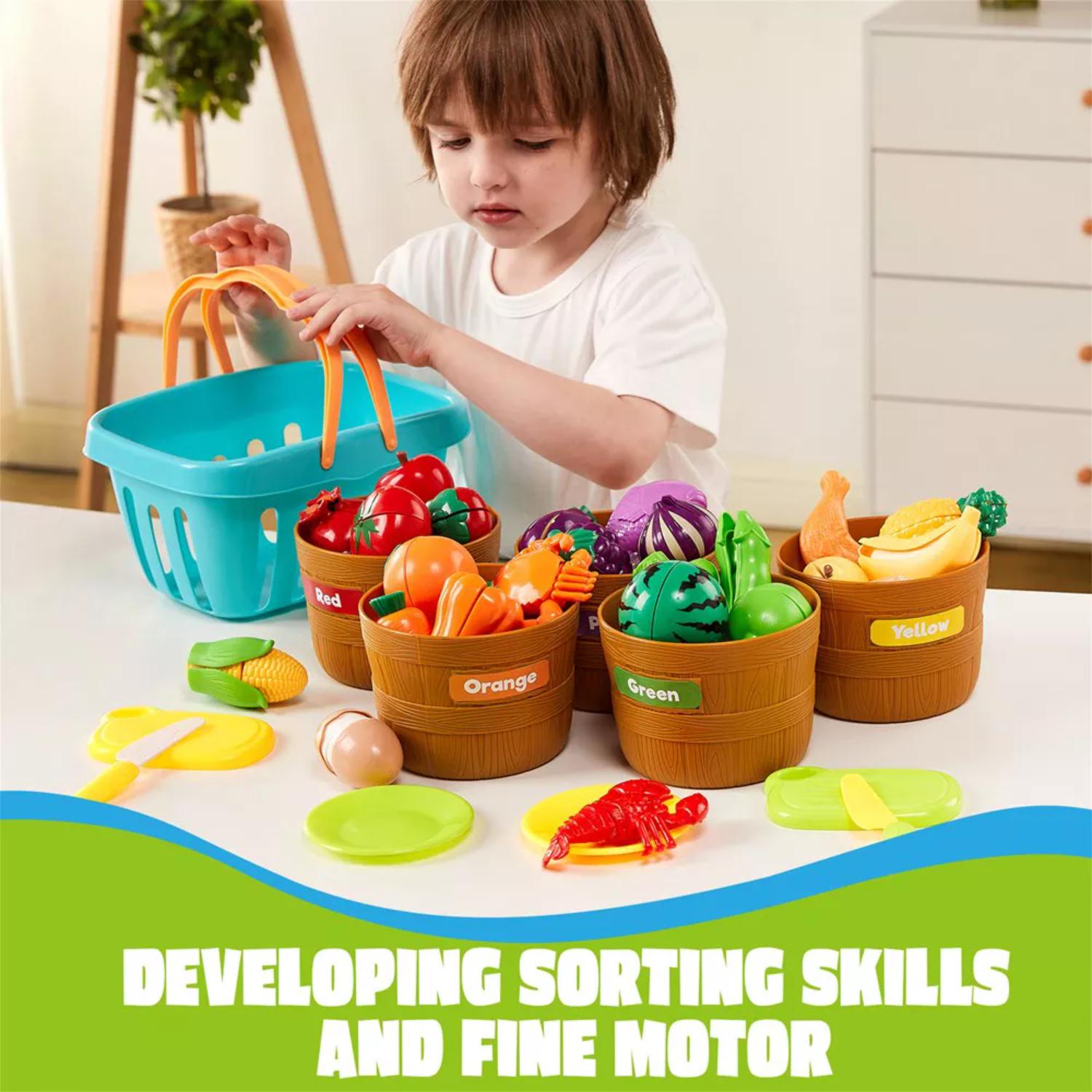 Syncfun Play Food Set for Kids Kitchen Color Sorting Toy