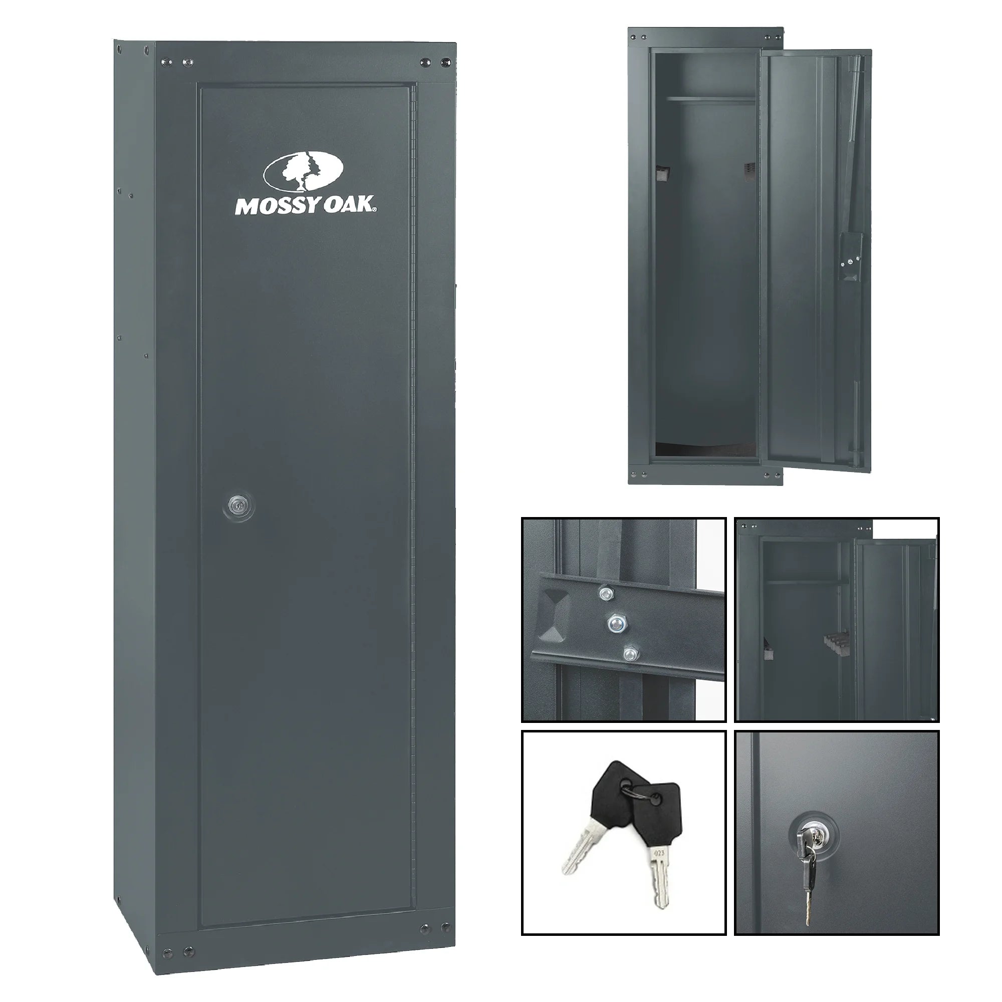 Mossy Oak 0064 8 Gun Security Cabinet, 17 in x 11 in, Rifle, Key Lock, Gray