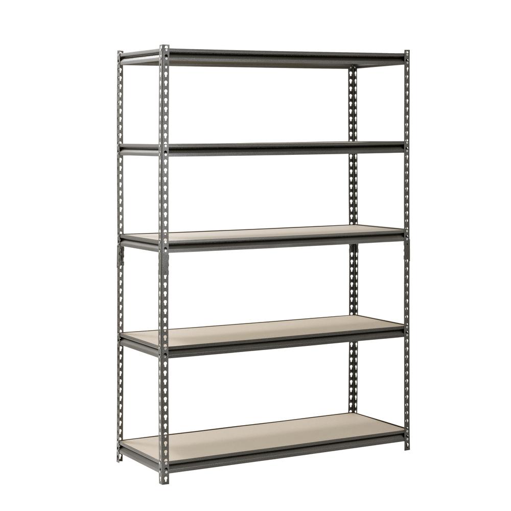 Muscle Rack 5-Shelf Steel Shelving, Silver-Vein, 18 D x 48 W x 72 H