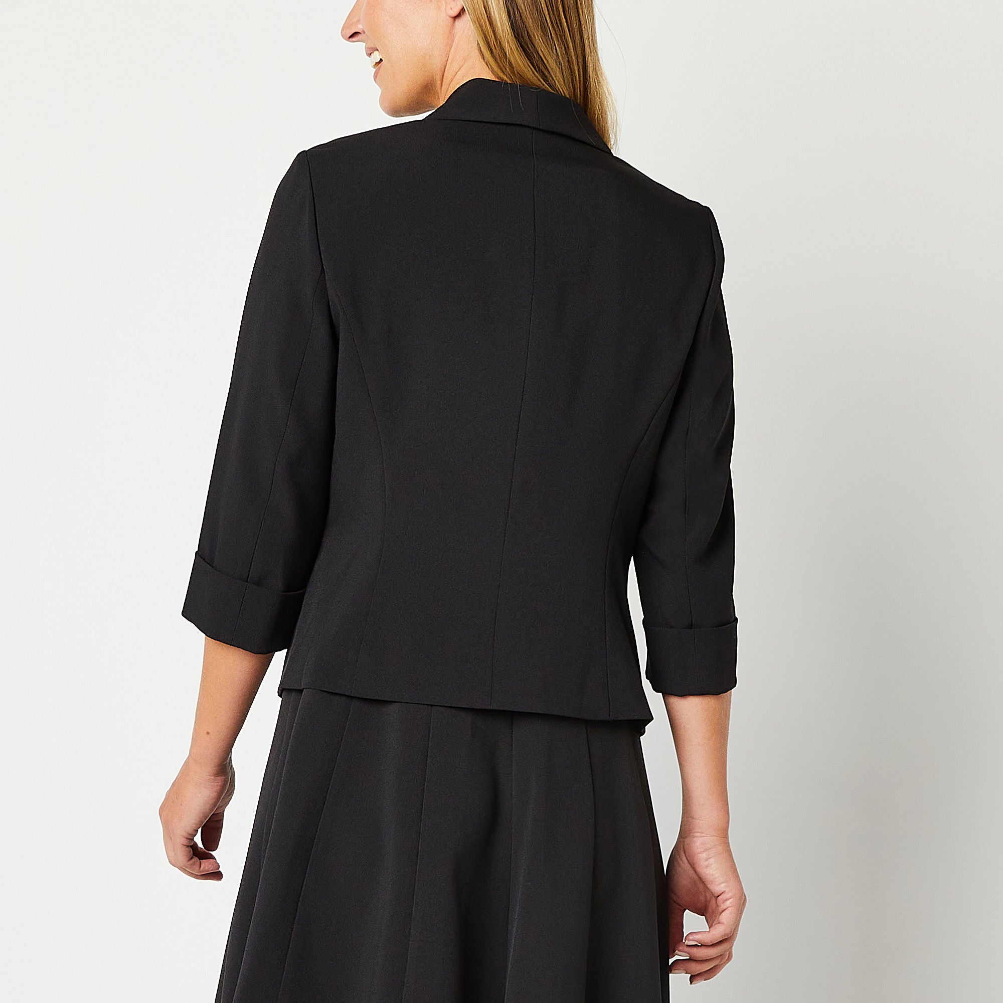 Evan Picone Womens Crepe Jacket, Black