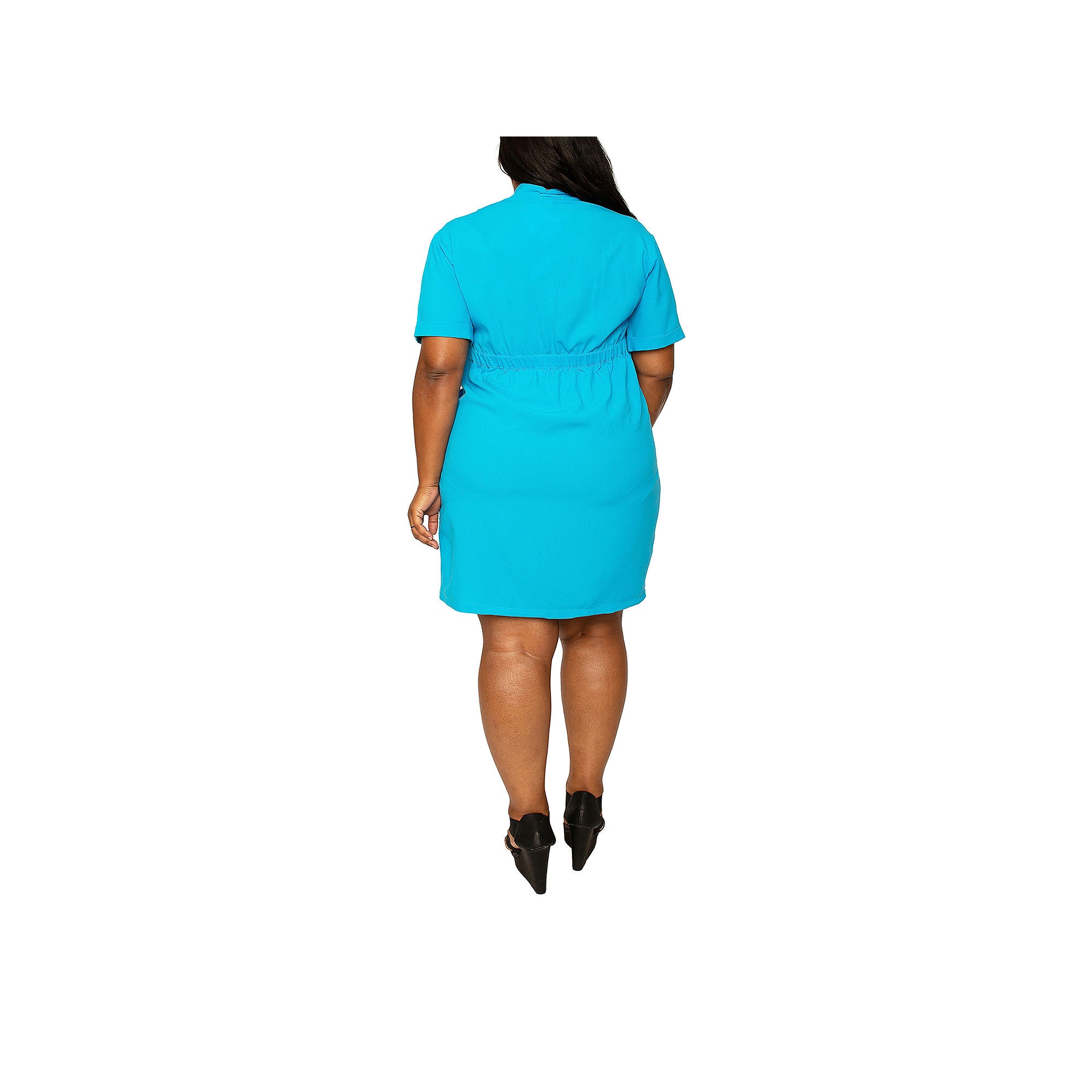 Poetic Justice Plus Short Sleeve Sheath Dress - Teal 1X