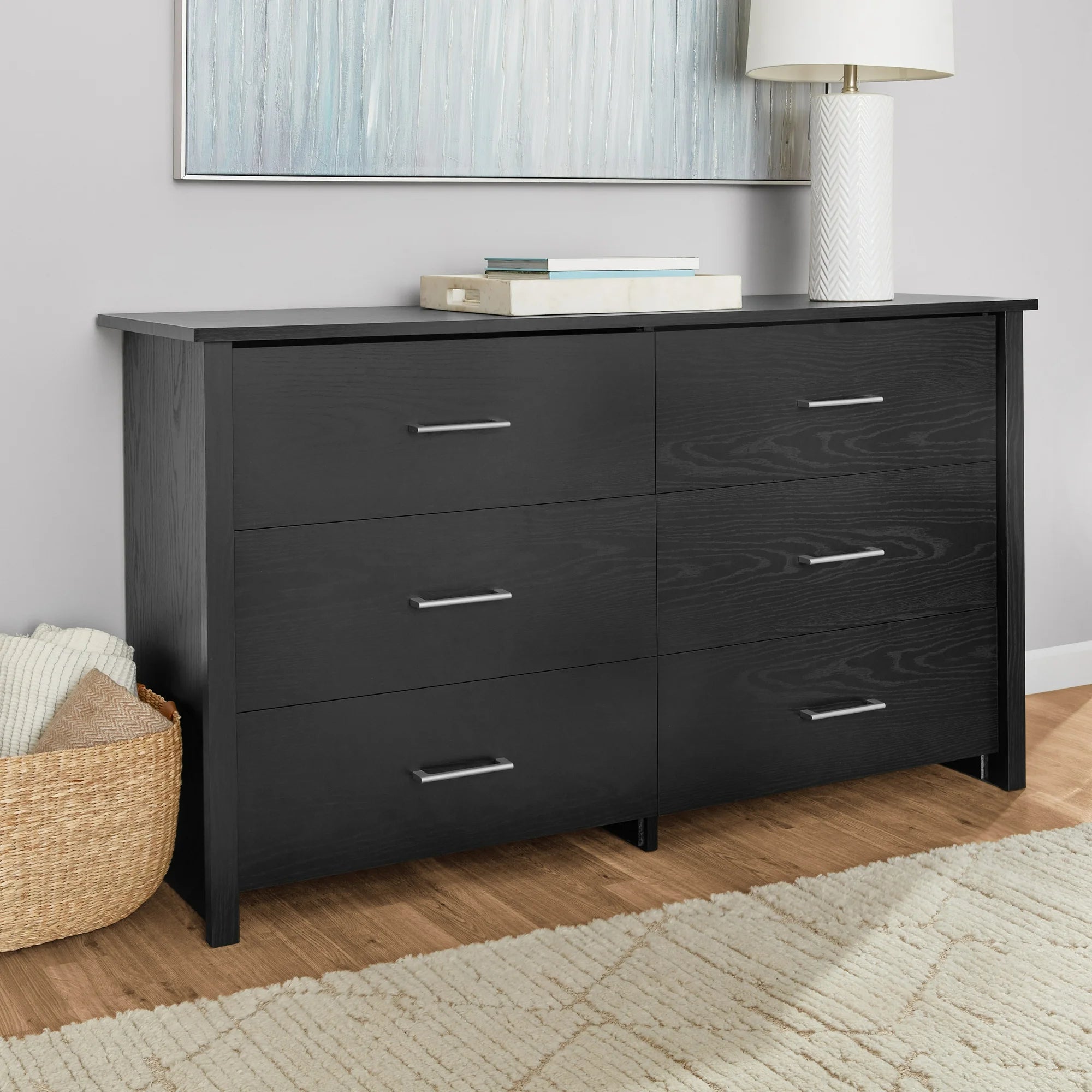 Mainstays 437100 Hillside 6 Drawer Dresser Blackwood Finish