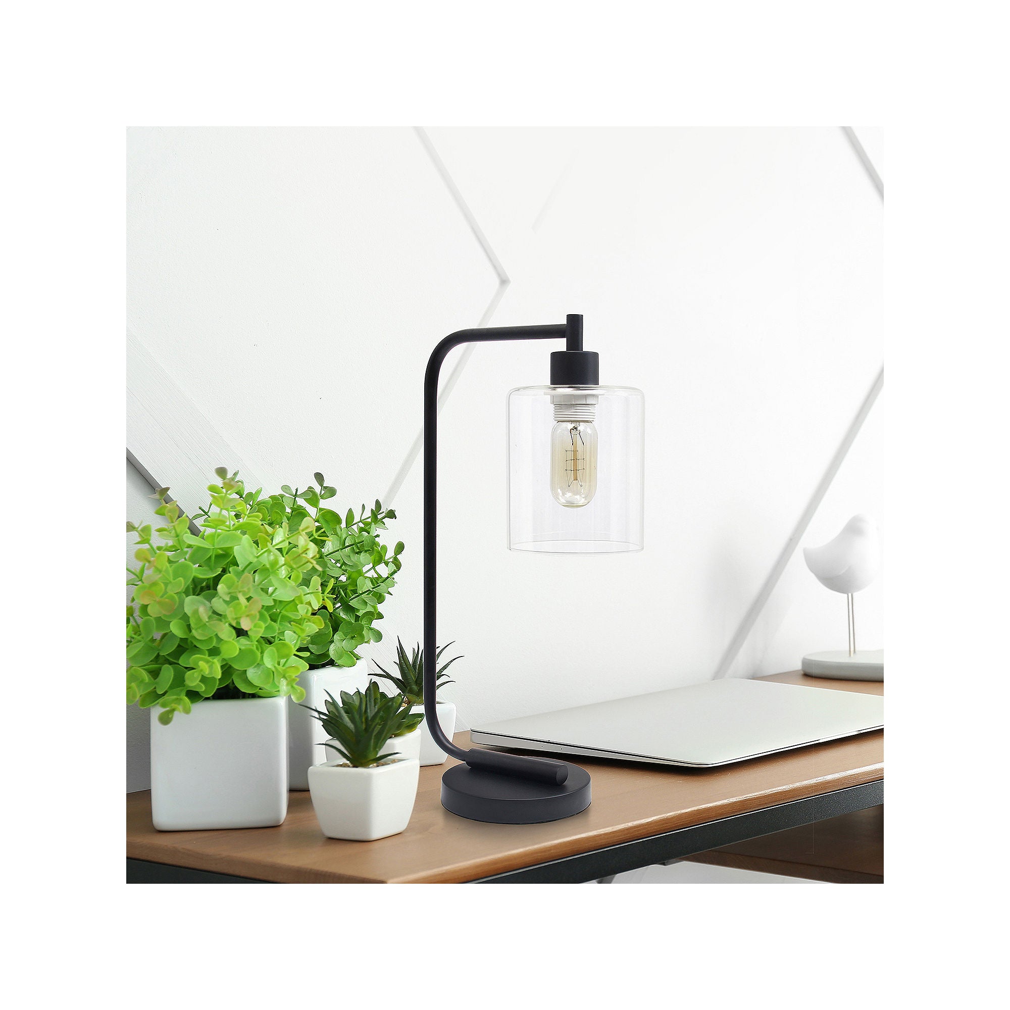 Asstd National Brand Lalia Home Glass Shade Modern Desk Lamp LHD-2003-BK - BLACK ONE SIZE