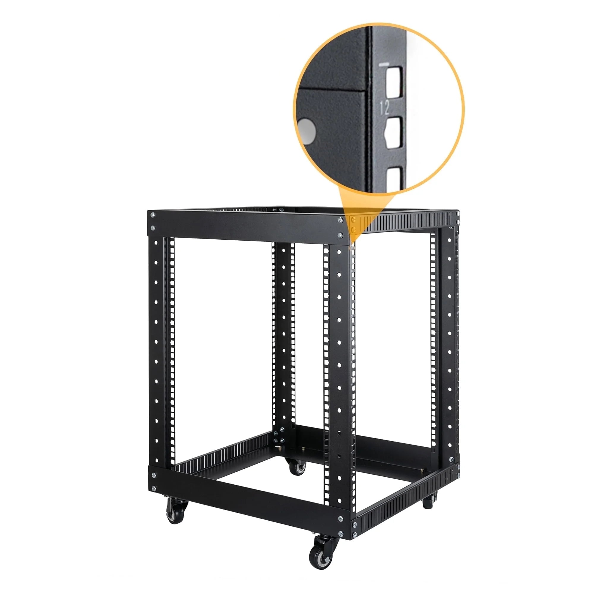 OCEANHUG OF5512 12U Server Rack Open Frame with Casters 4 Post 19-inch