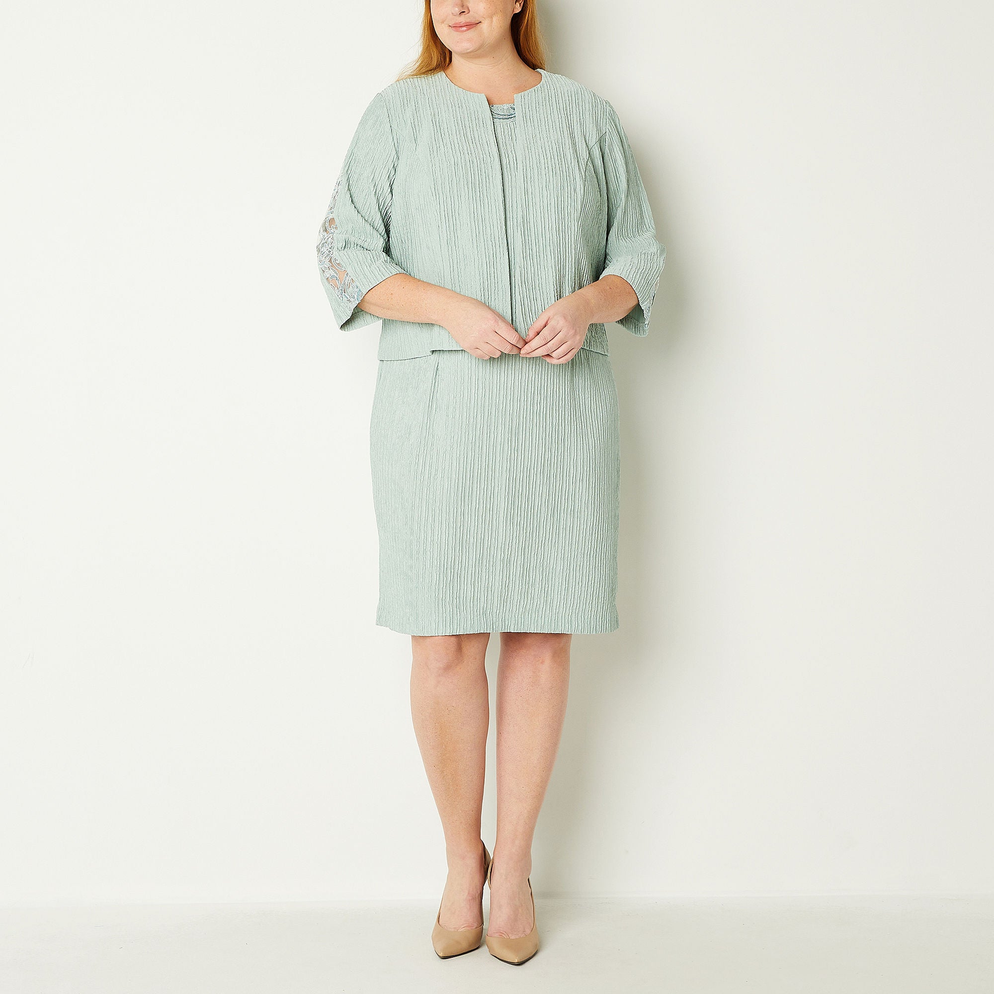 Maya Brooke Plus Jacket Dress - DUSTY SAGE 18W