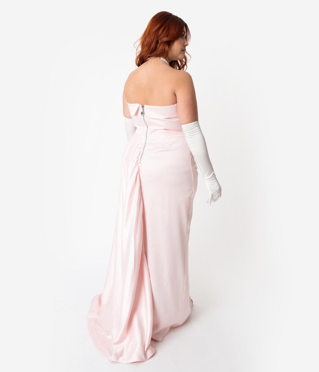 Barbie x Unique Vintage Pink Satin Strapless Enchanted Evening Gown