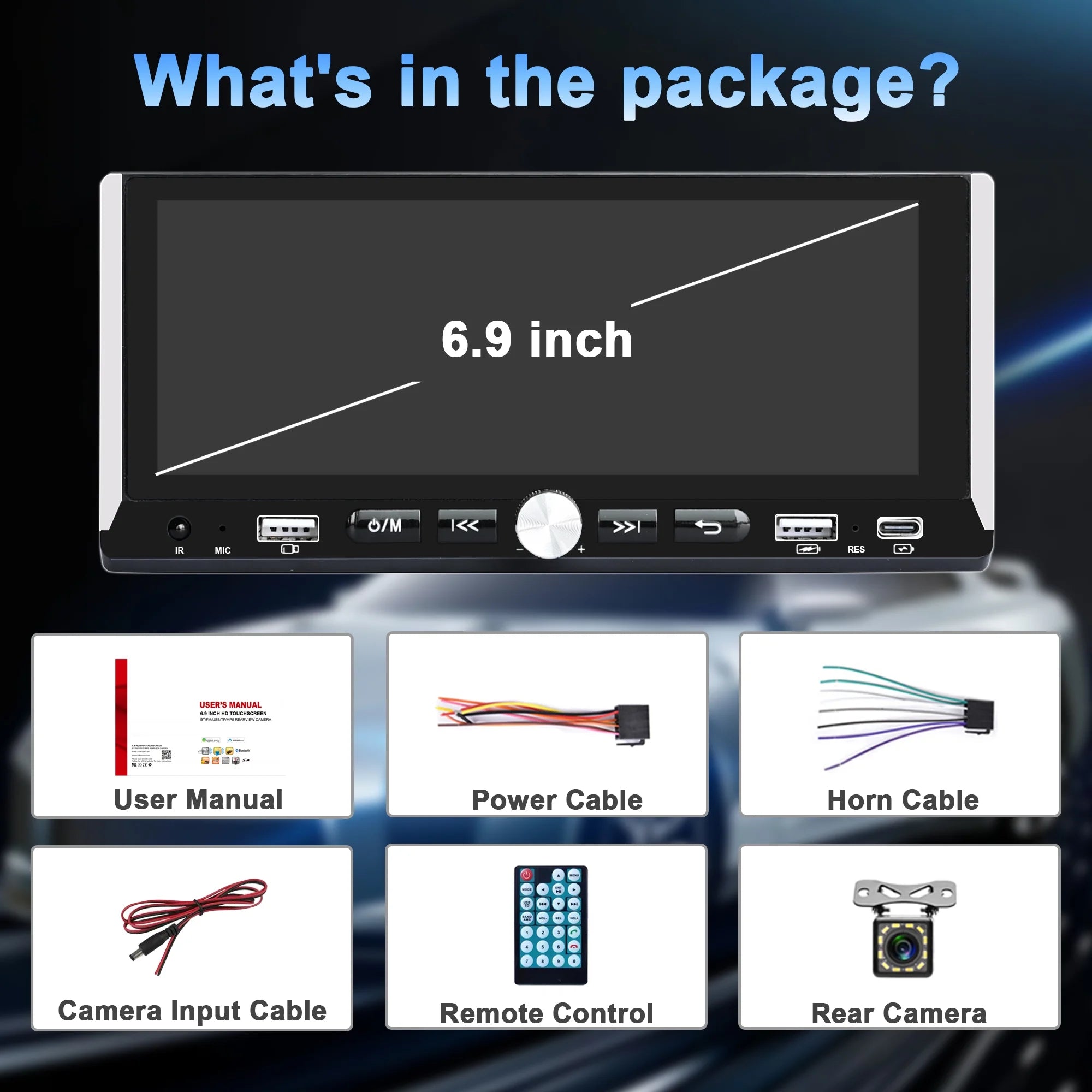 Lieucyst Single Din Car Stereo with 6.9 Touchscreen Compatible with Apple CarPlay/Android Auto