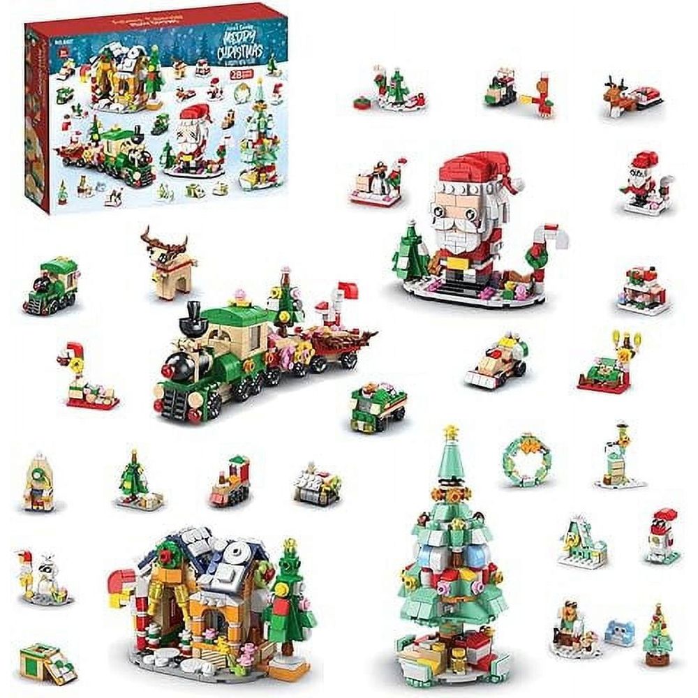 LELEBROTHER 8887 Christmas Building Blocks Set 24 Days Countdown Calendar Toys for Kids, 1122 Pcs