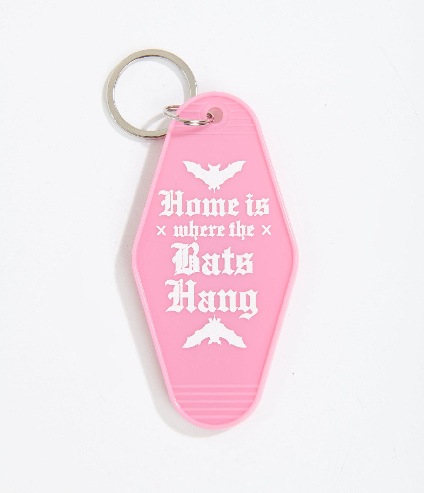 Pink Home Is Where The Bats Hang Motel Keychain