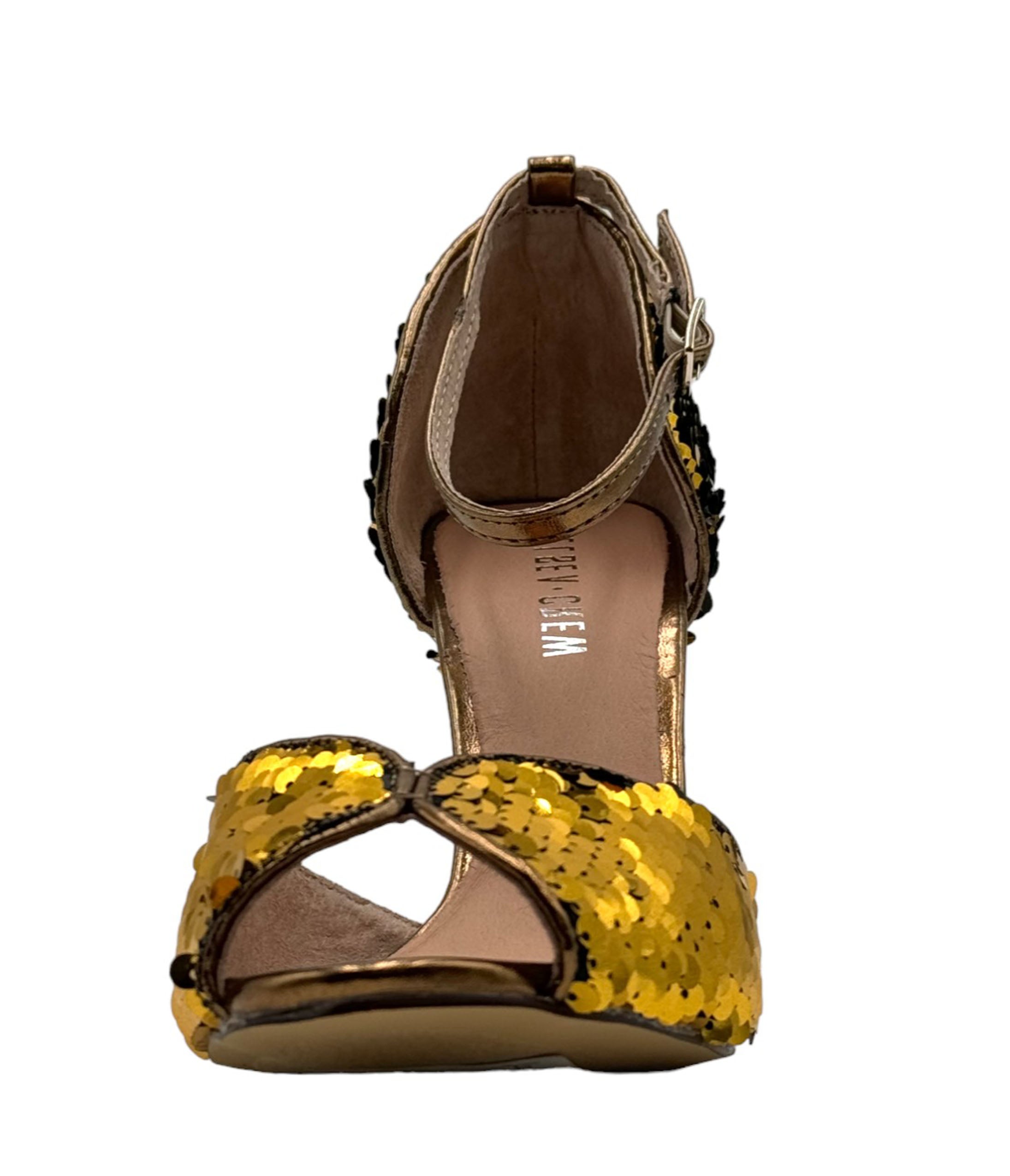 Chelsea Crew Black & Gold Sequin Lola Pumps