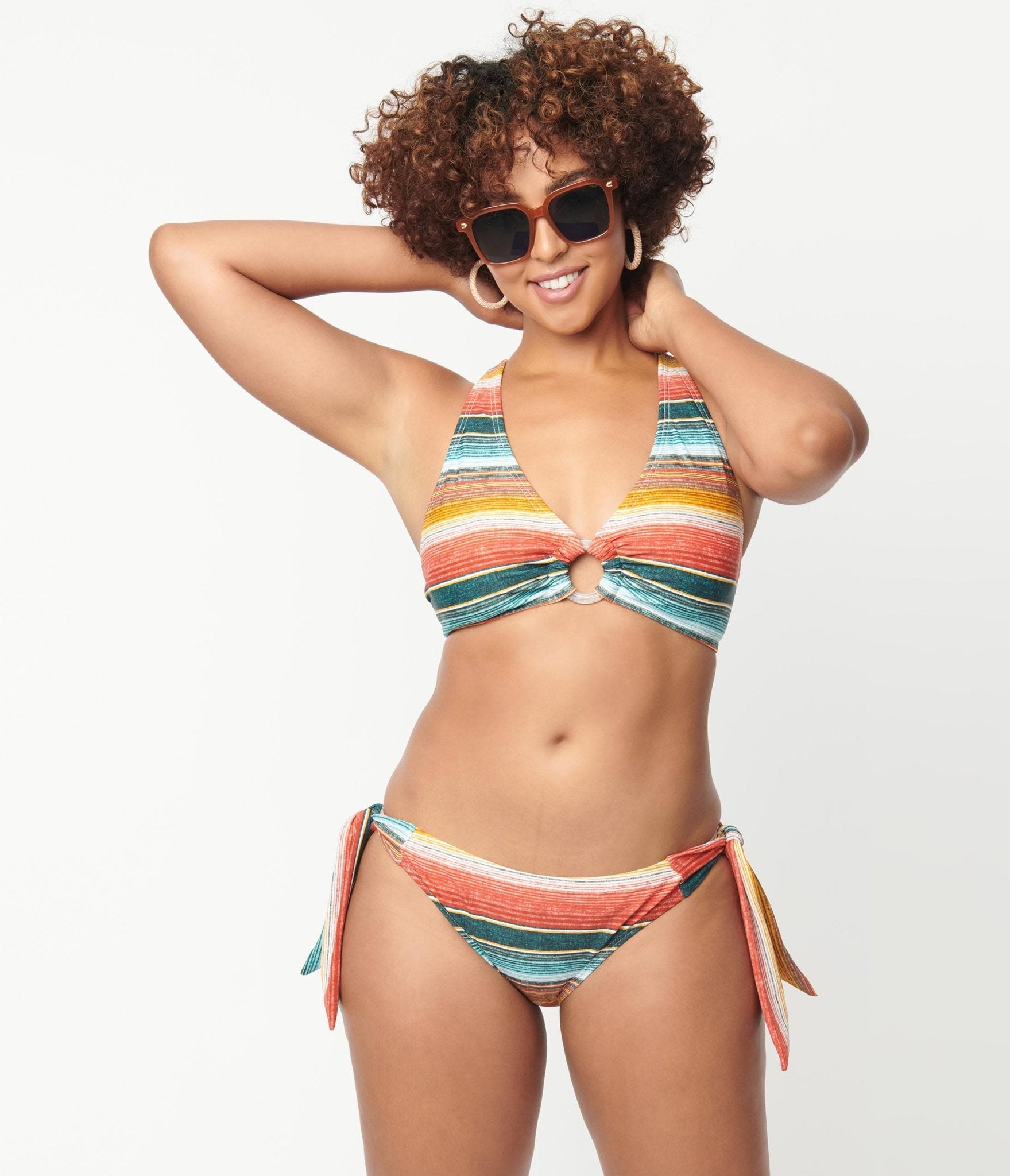 Unique Vintage 1970s Serape Stripe Sweet & Sash-y Swim Bottom