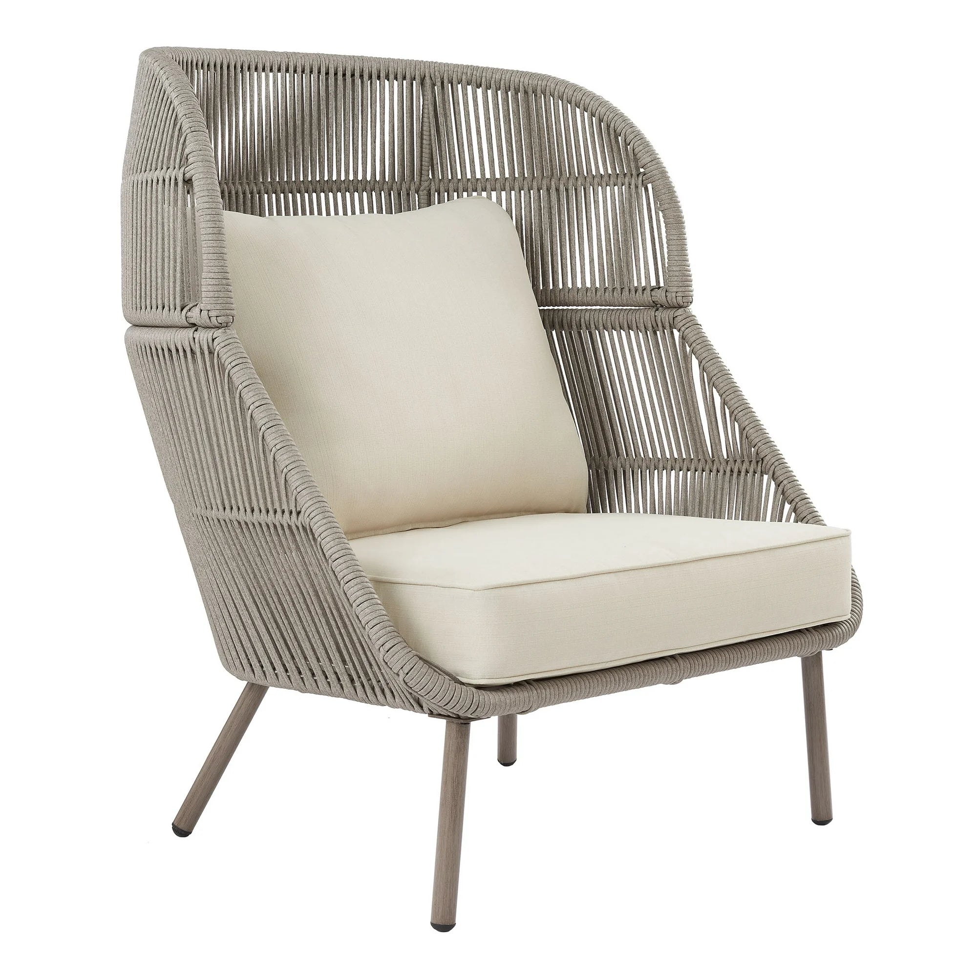 Better Homes & Gardens Tarren Wicker Outdoor Accent Chair with Cushions, Beige