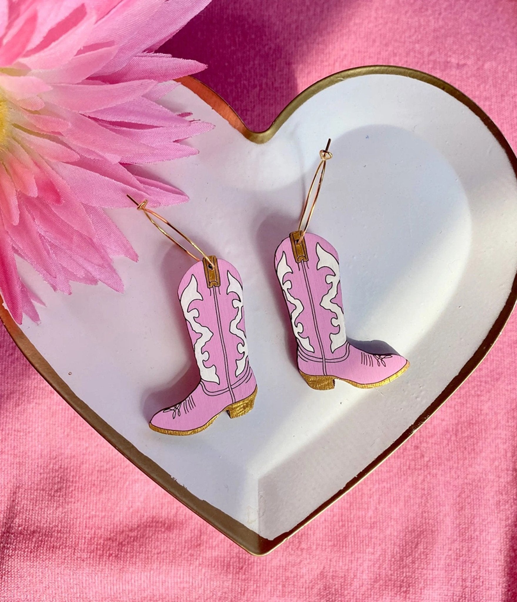 Le Chic Miami Pink Cowgirl Boot Earrings