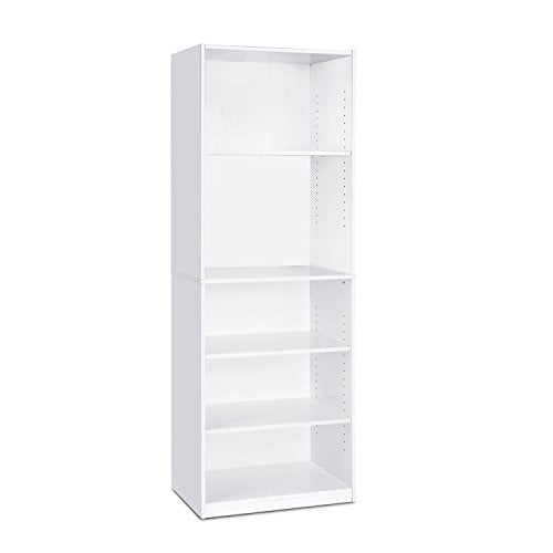 FURINNO Jaya Simple Home 5-Shelf Bookcase, White