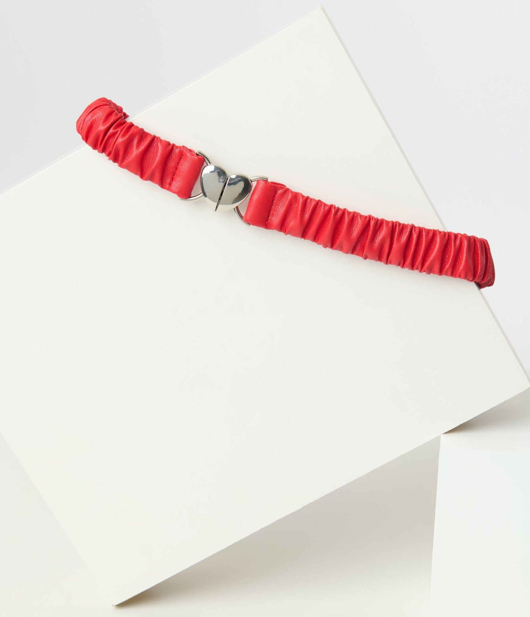 Banned Red Leatherette Heart Clasp Belt