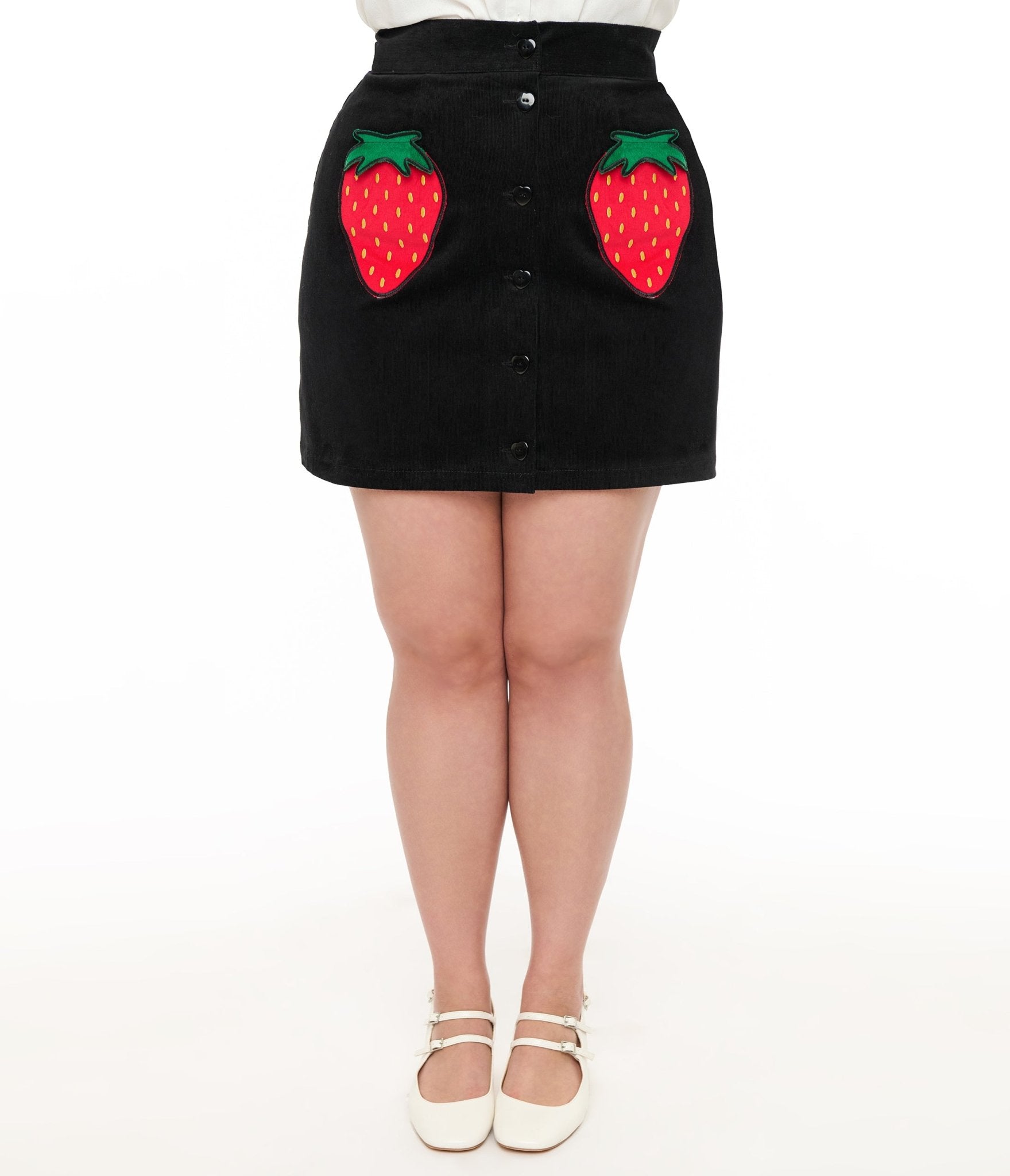 Smak Parlour Plus Size Black & Strawberry Pocket Match Game Mini Skirt