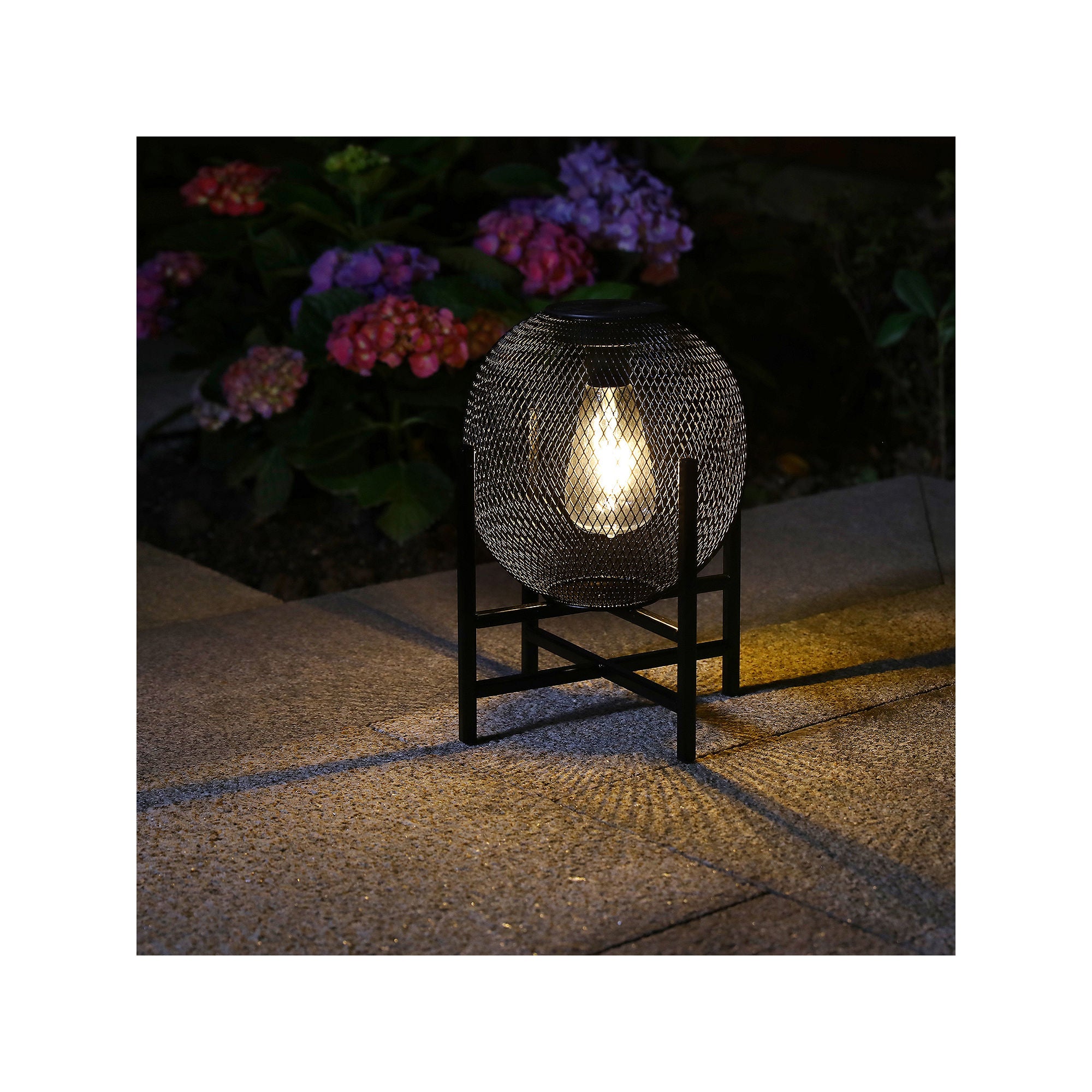 Glitzhome 11.5 Solar Powered Outdoor Lantern - BLACK ONE SIZE