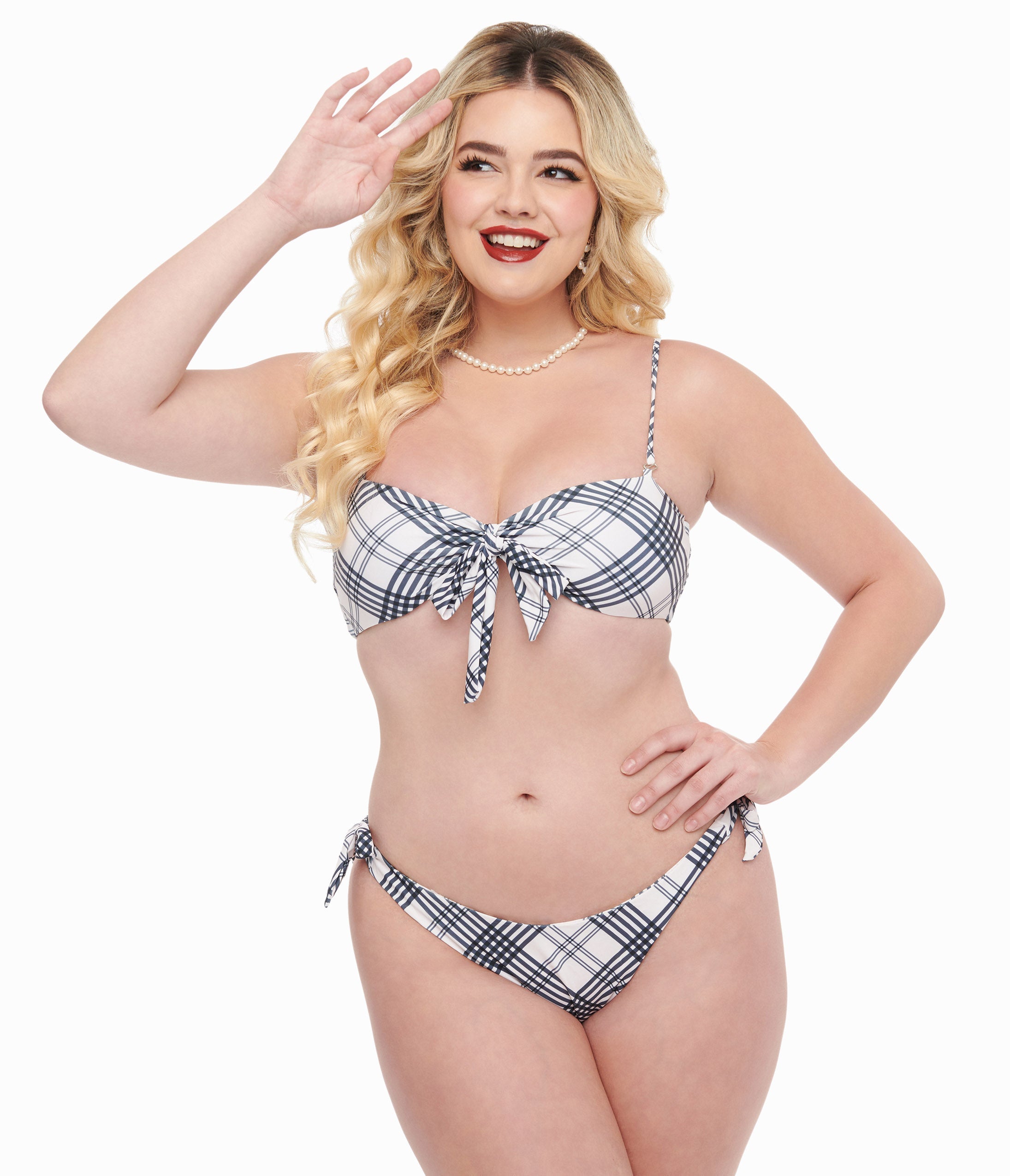 Black & White Plaid Two Piece Swim Set