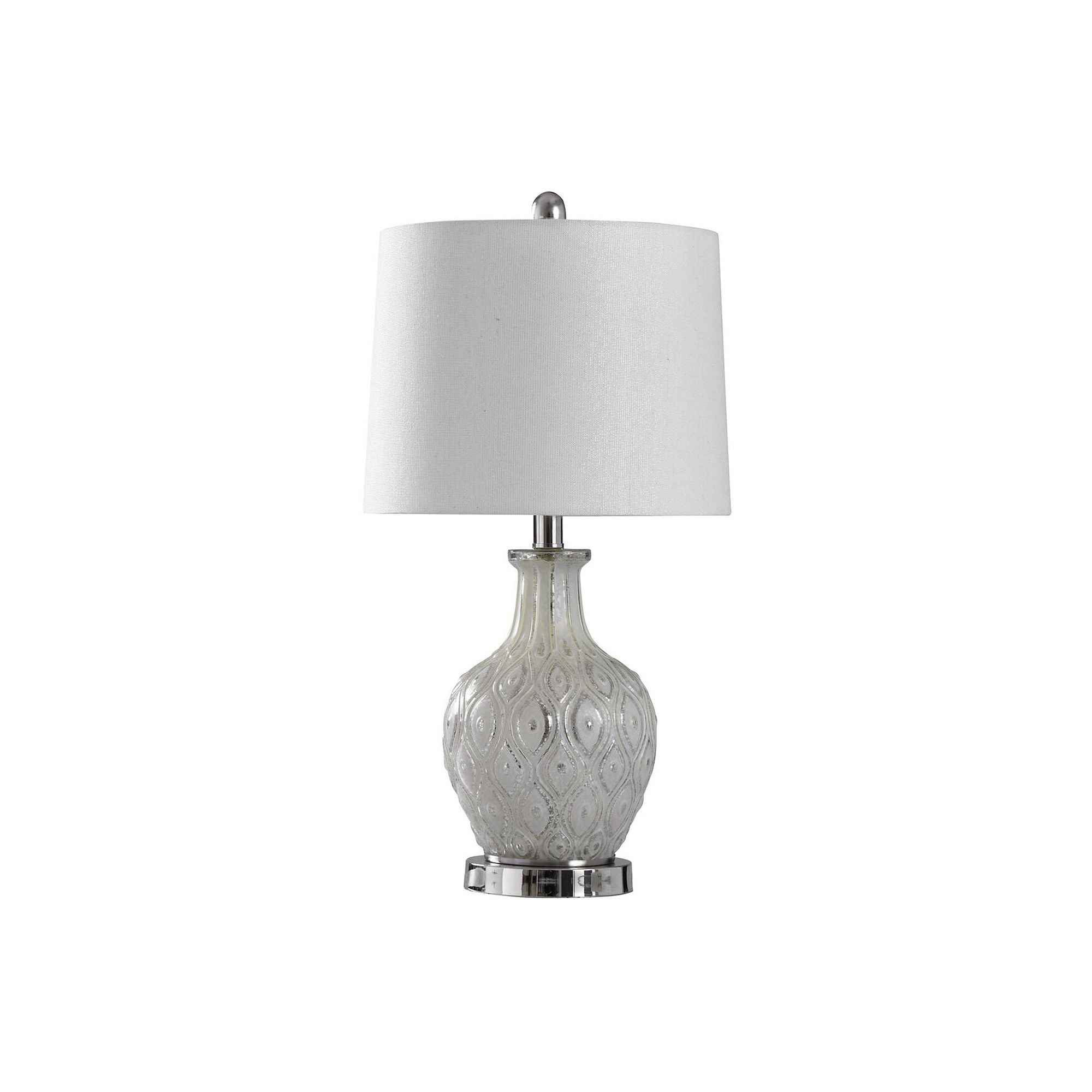 Stylecraft 12 W Off-White & Cream Glass Table Lamp - OFF-WHITE CREAM ONE SIZE