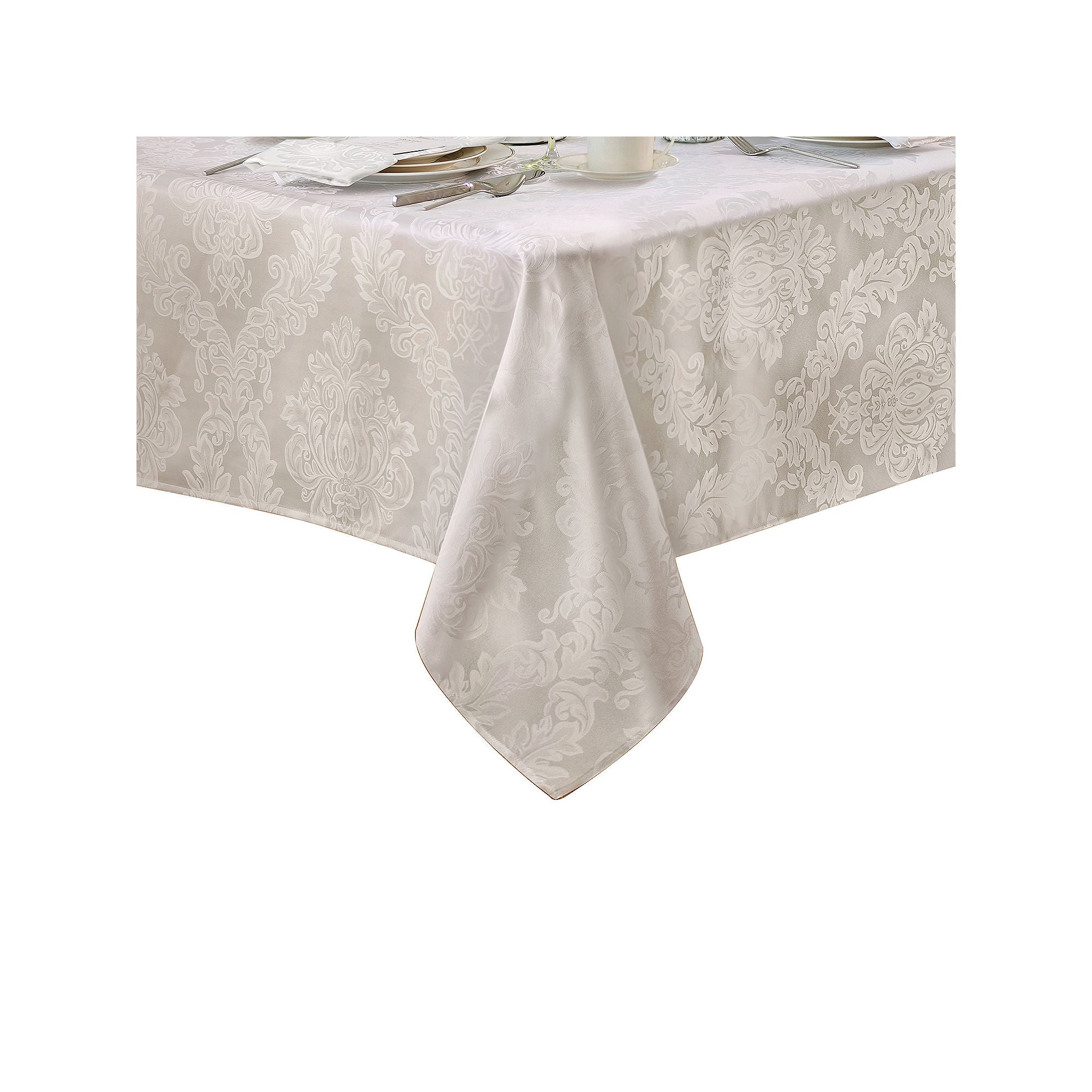 Elrene Home Fashions Barcelona Jacquard Damask Tablecloth - WHITE ONE SIZE