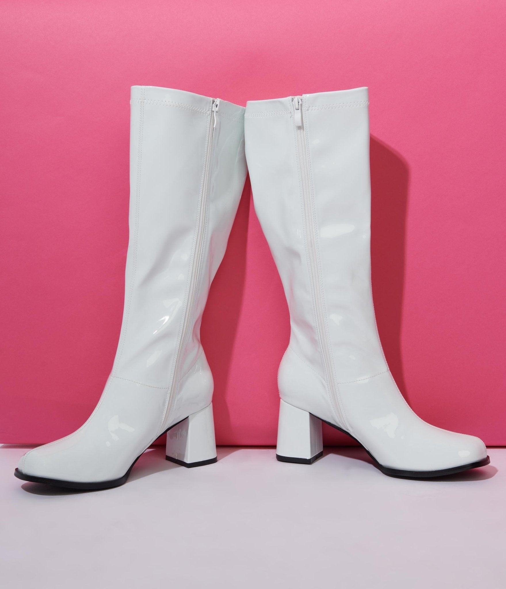 Unique Vintage White Patent Gogo Boot