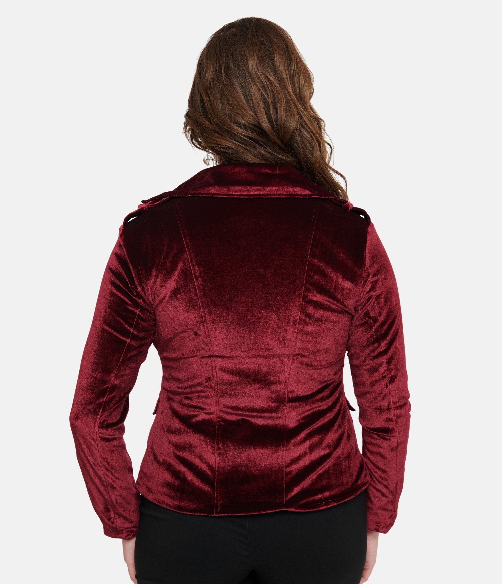 Pretty Attitude Clothing Burgundy Velvet You Could Be Mine Moto Jacket