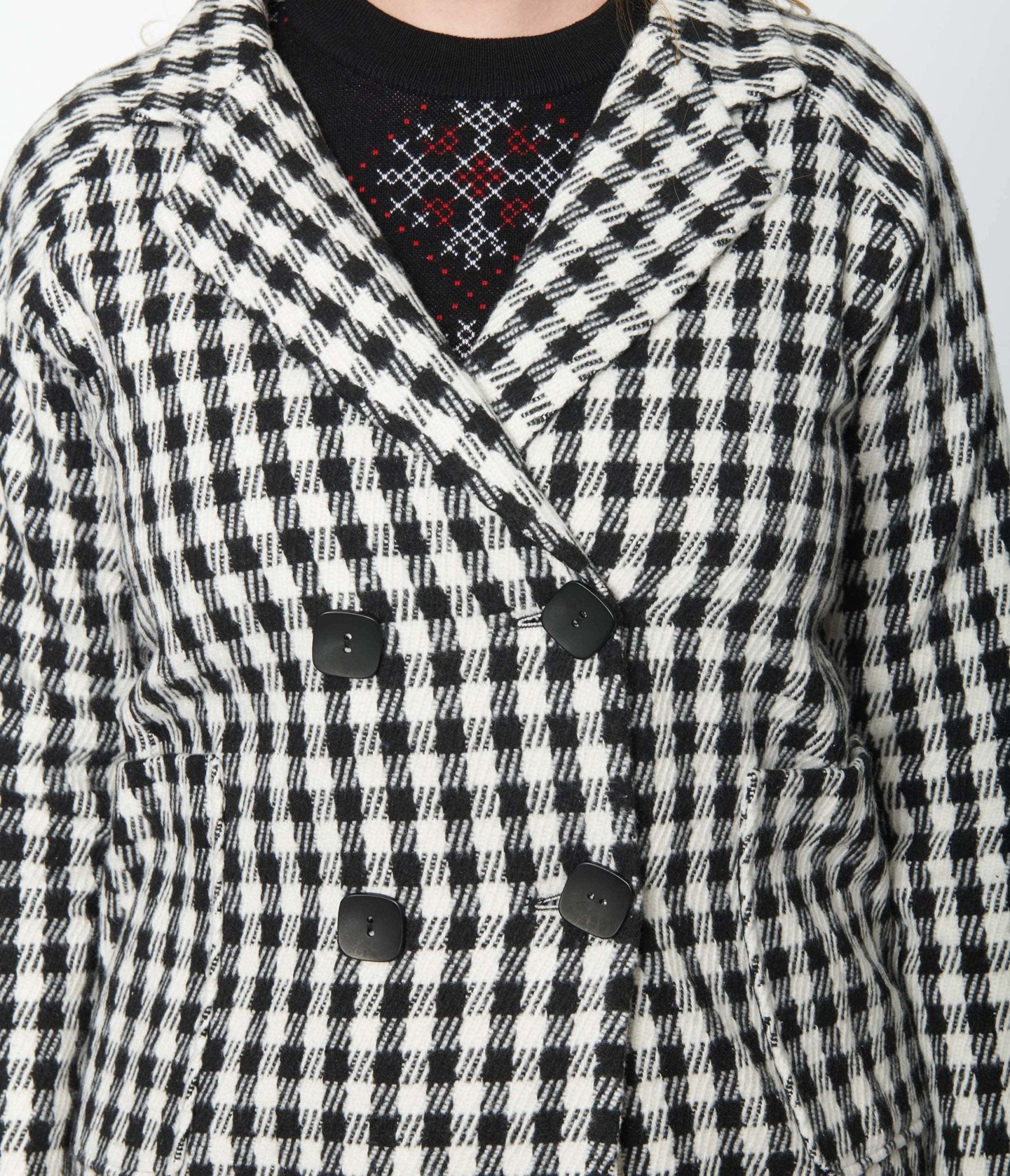 Black & White Gingham Peacoat