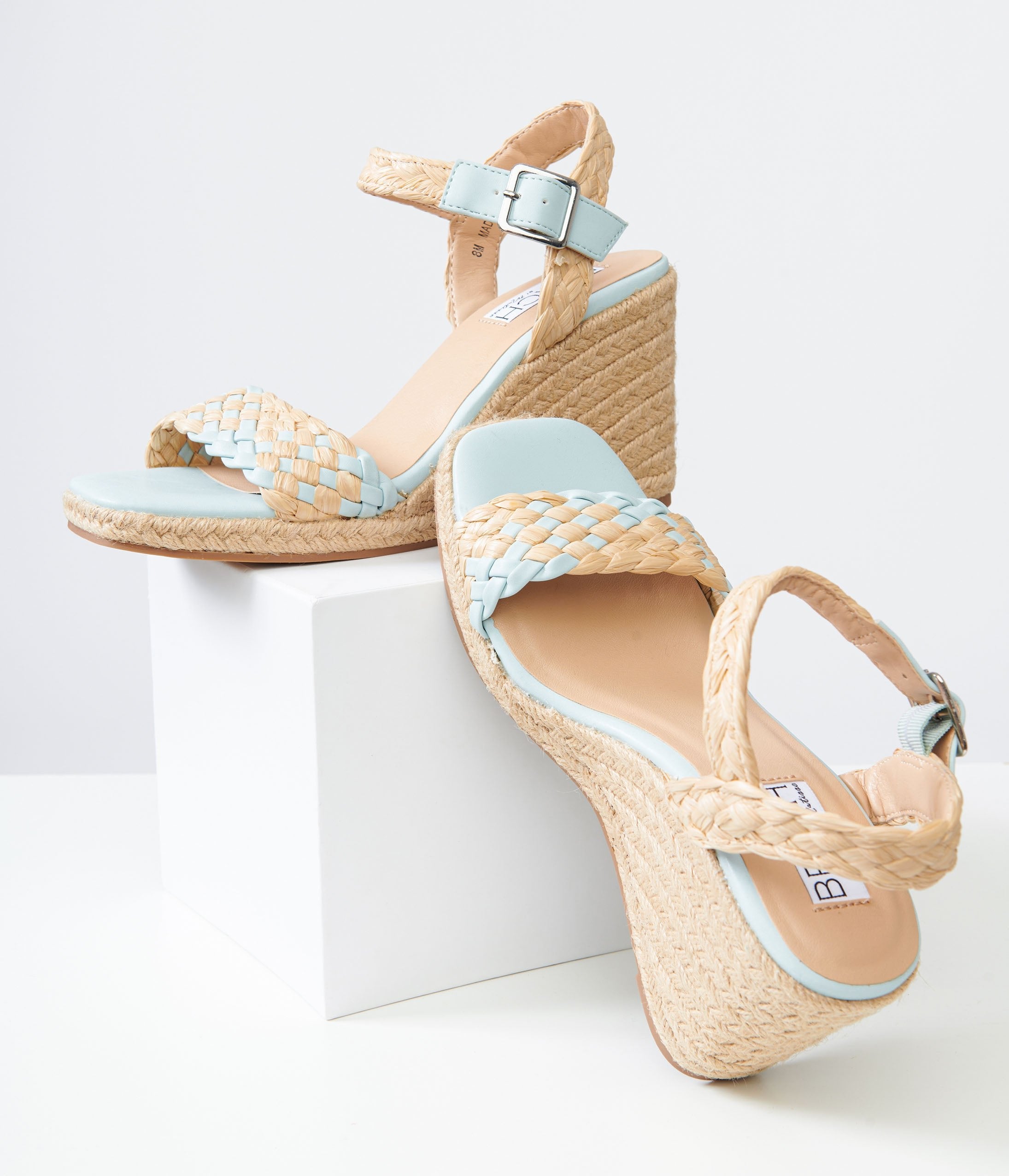 1970s Aqua Getty Wedge Sandals