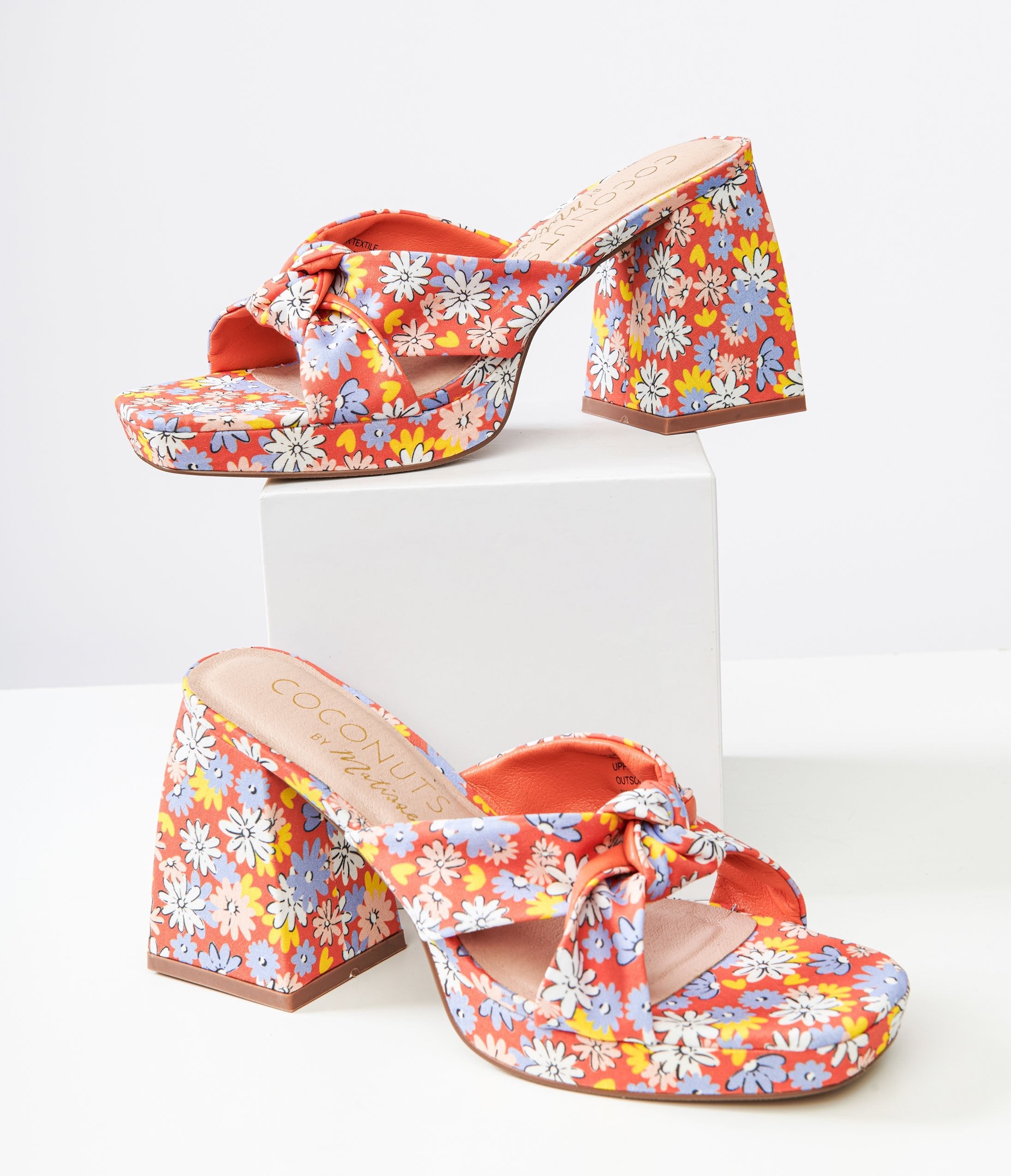 1970s Red Floral Esme Platform Heels