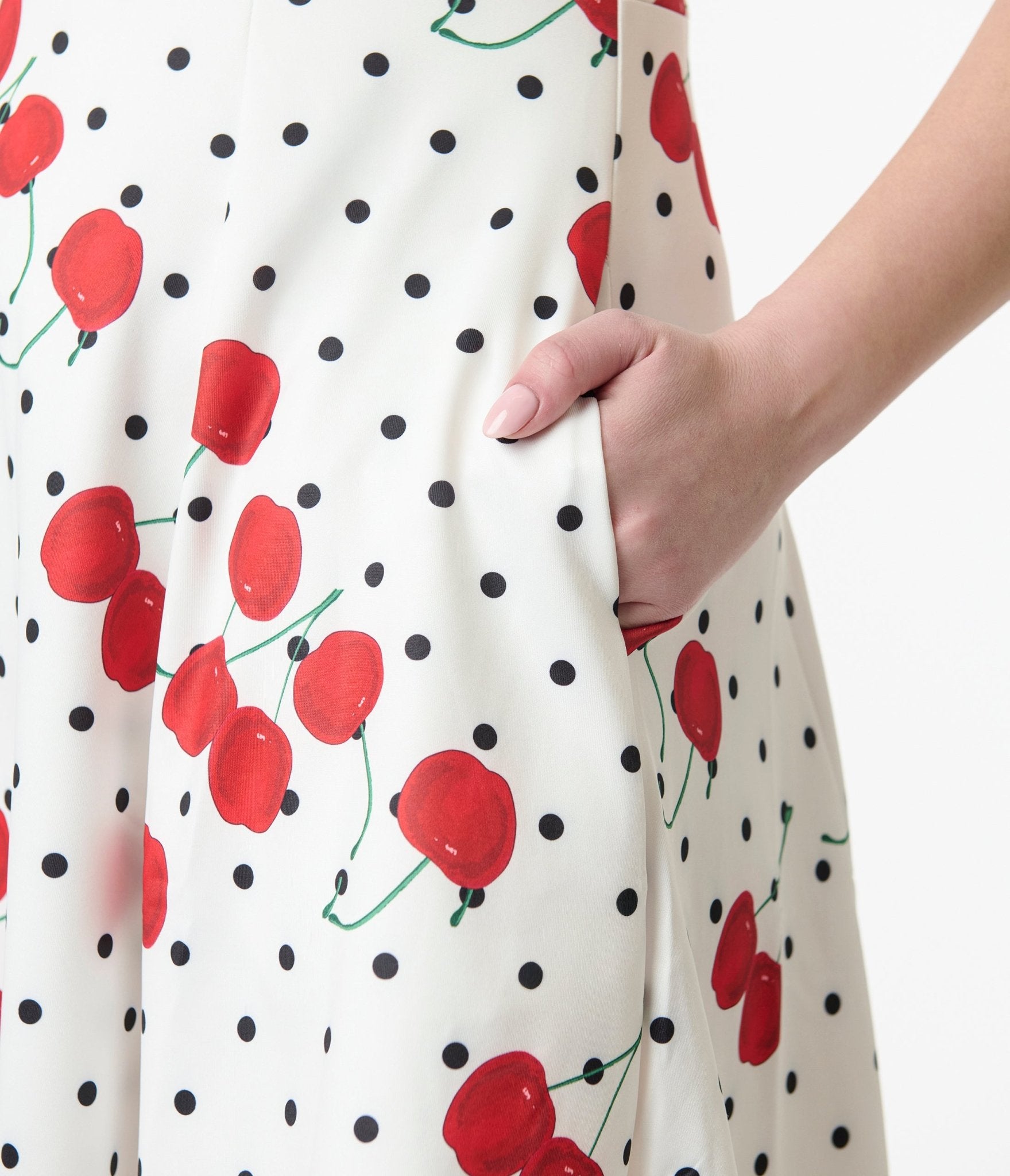 Dolly & Dotty 1950s White Polka Dot Cherry Swing Dress