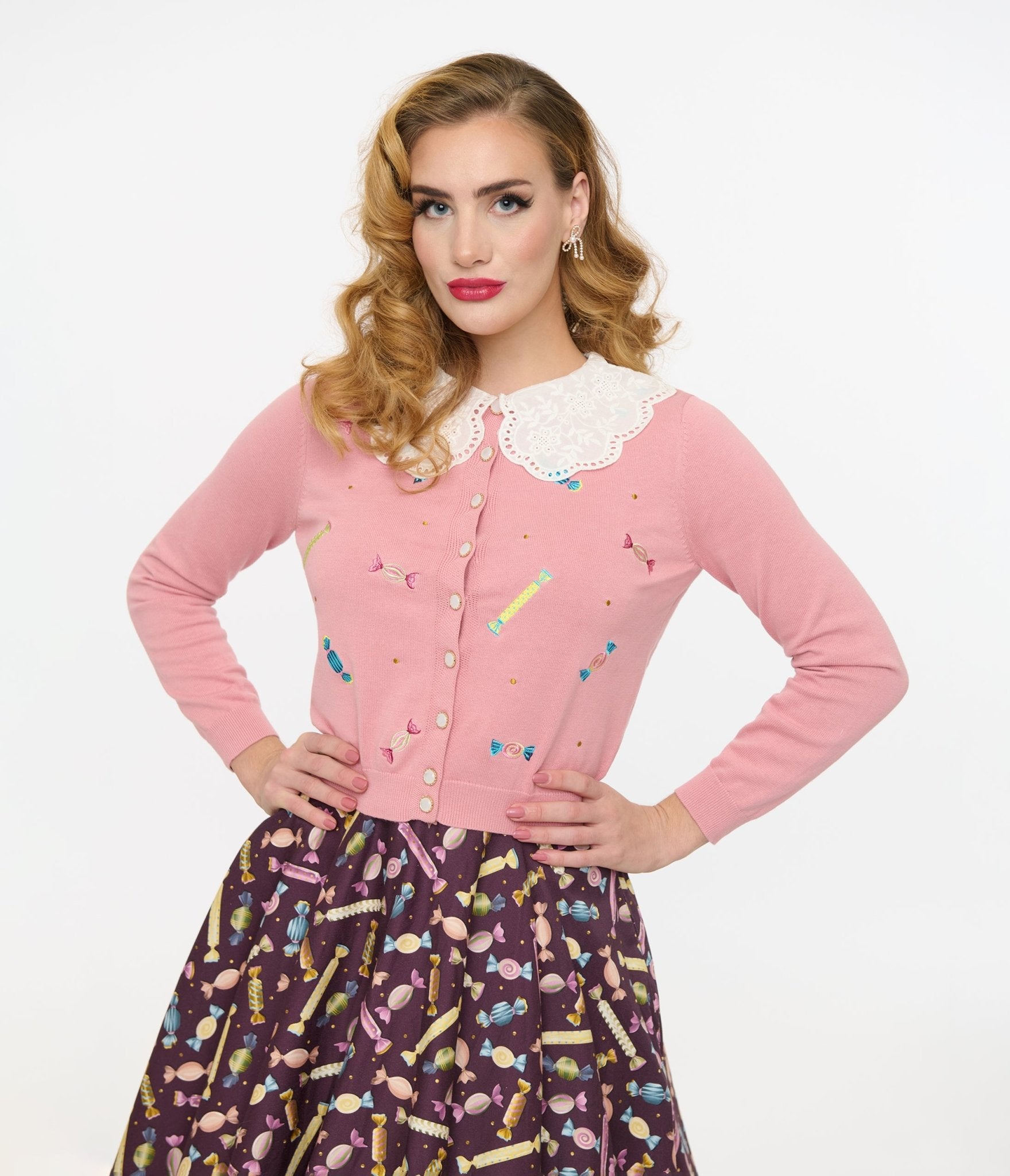 Royal Monk 1950s Pink Candy Cardigan