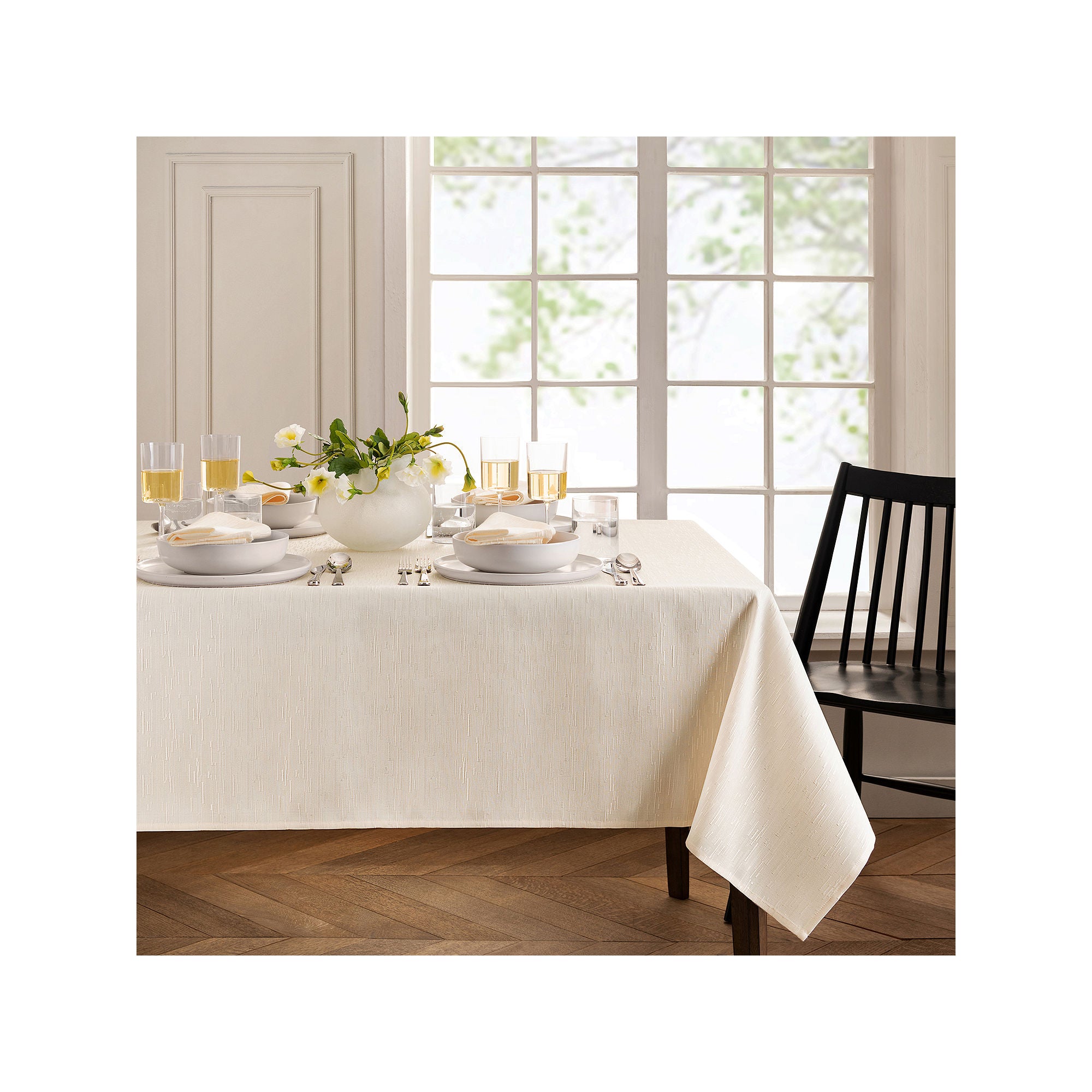 Elrene Home Fashions Water & Stain Resistant Continental Tablecloth - IVORY ONE SIZE