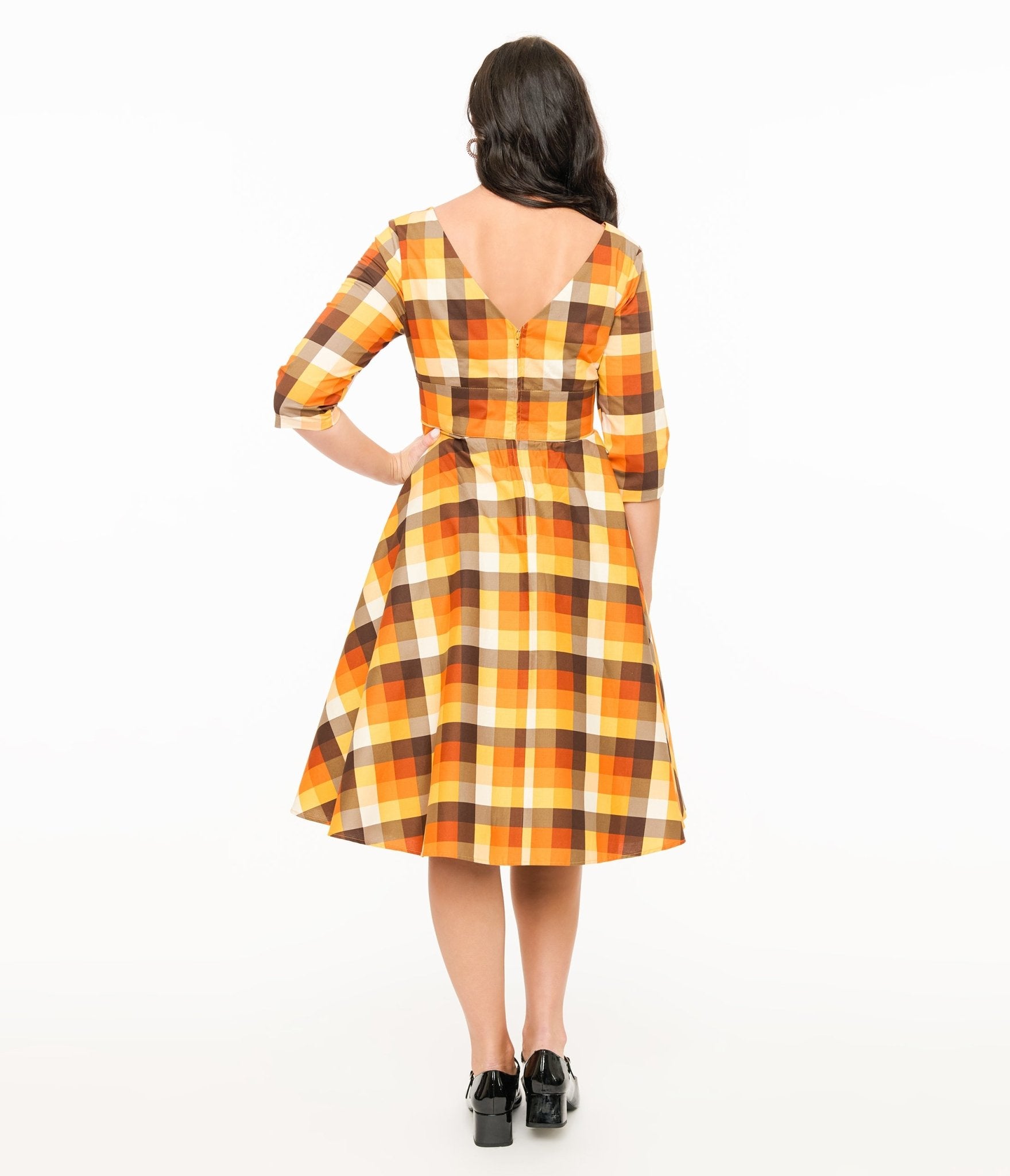 Hell Bunny 1950s Autumn Check Cotton Darlene Swing Dress