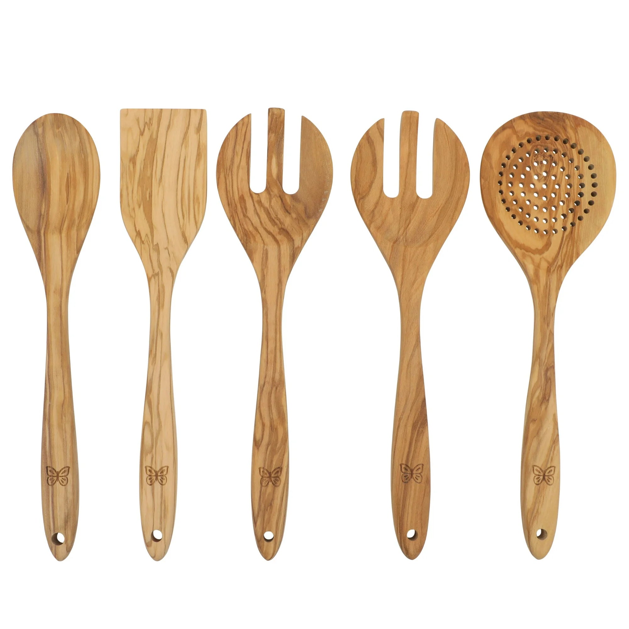 The Pioneer Woman PWD4968818141ET 5 Piece Olivewood Kitchen Cooking Utensil Tool Set