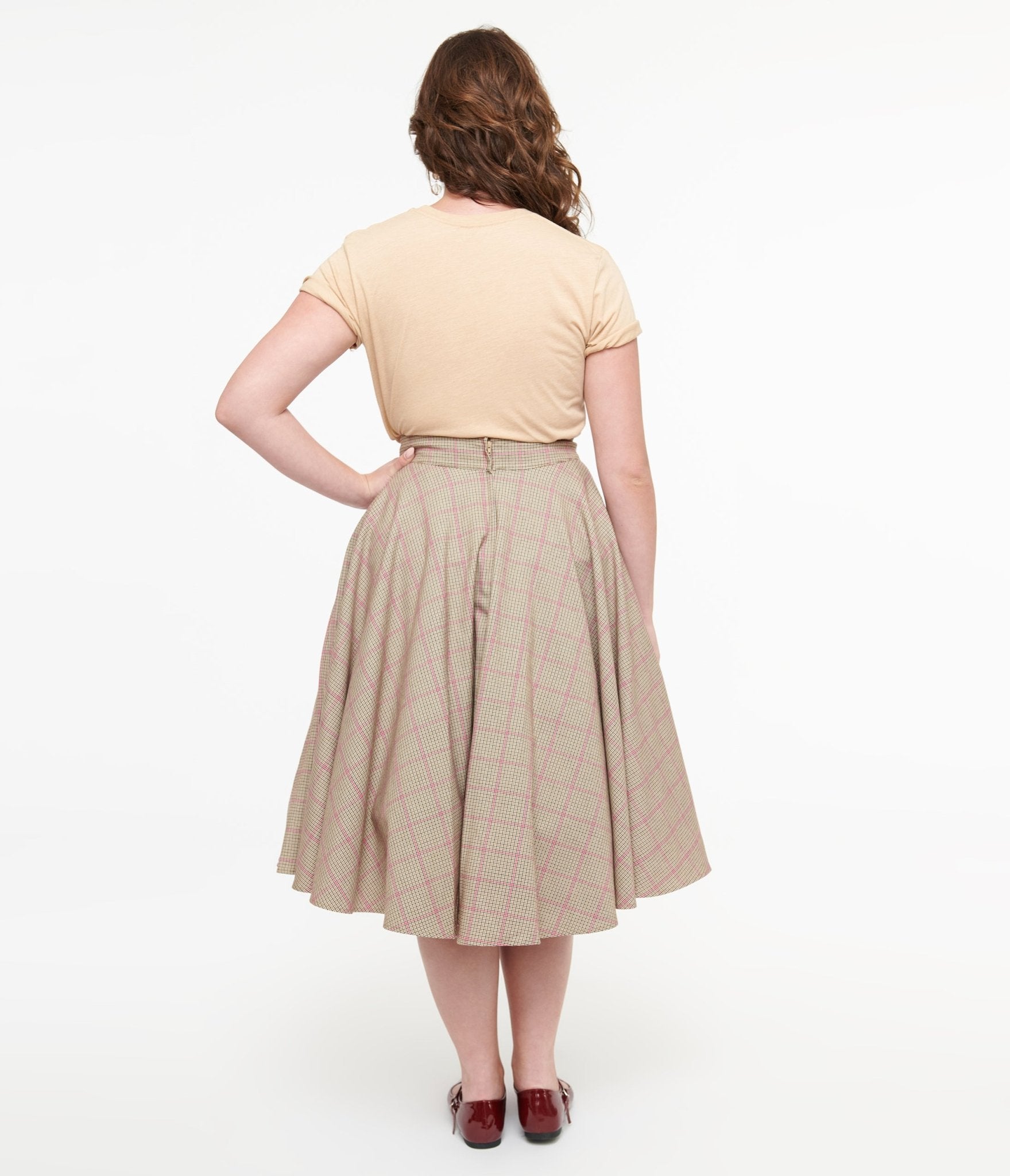 Royal Monk 1950s Pink Check Florence Swing Skirt