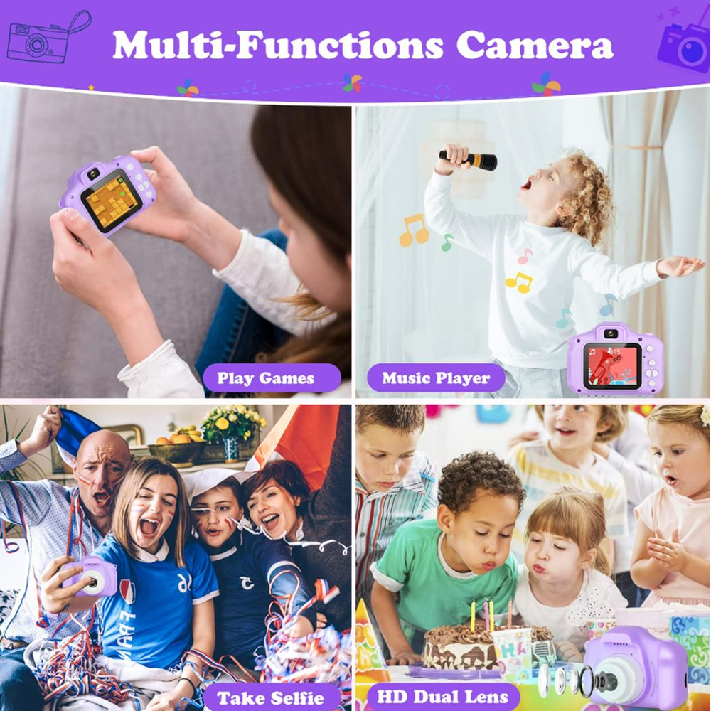 Sanmadrola Kids 2.07MP Camera With 32GB SD Card, Purple