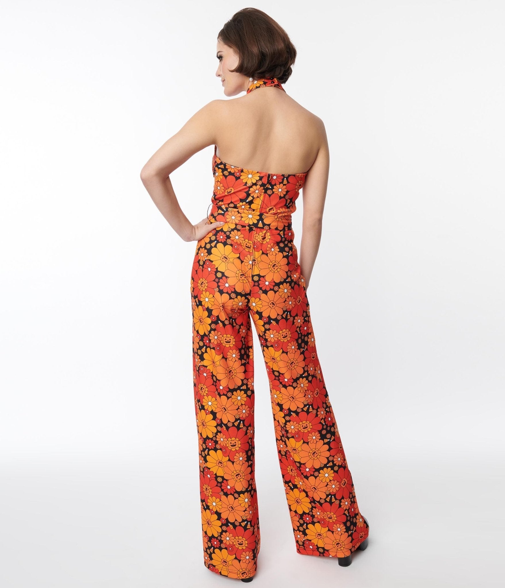 Smak Parlour Pumpkin Mod Floral Glamour Goddess Jumpsuit