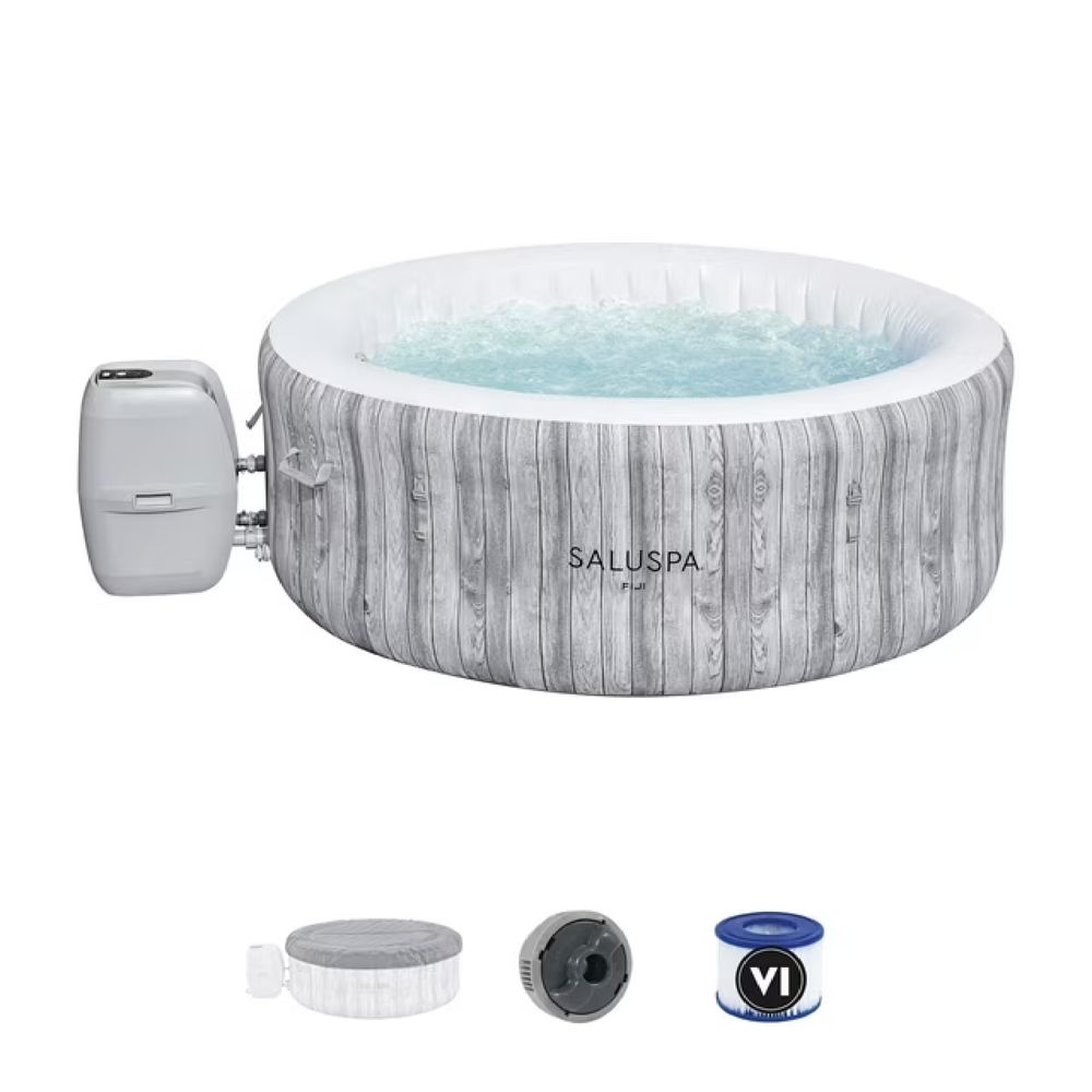 Bestway 60108E-BW SaluSpa Fiji AirJet Inflatable Hot Tub w/ Cover w/ Pump