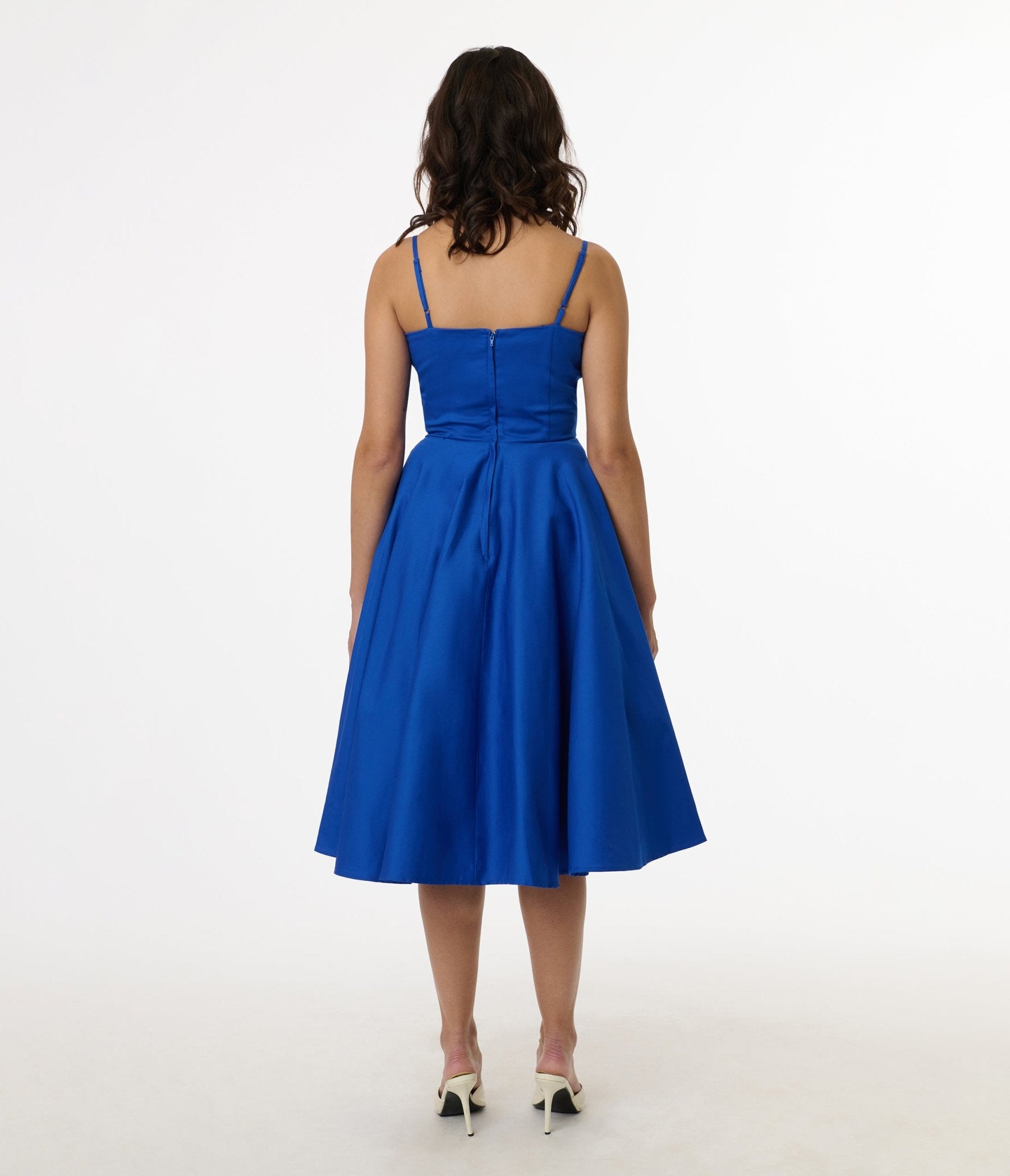 1950s Cobalt Blue Cotton Swing Dress