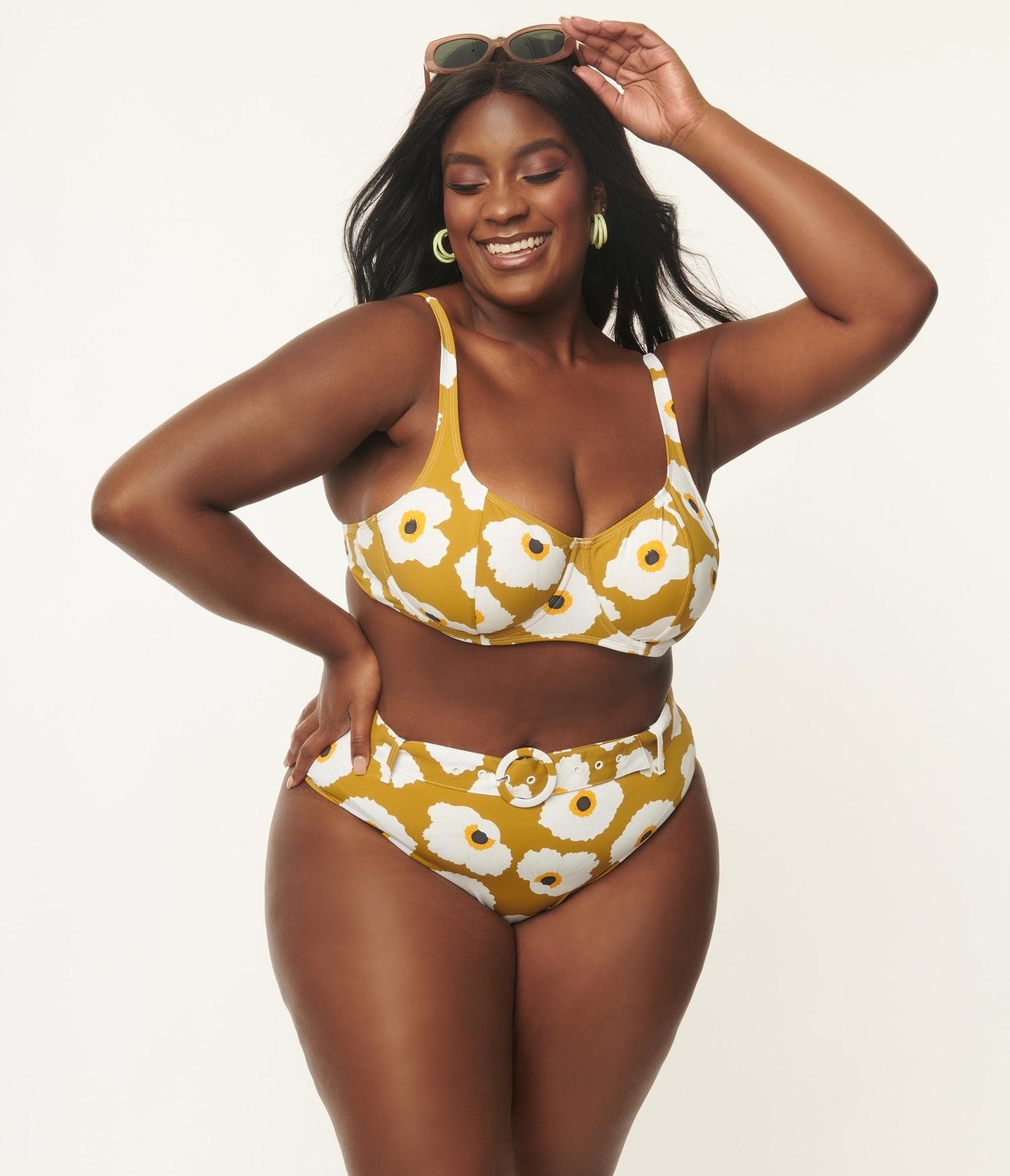 Kingdom & State Plus Size Olive & White Poppy Swim Bottoms