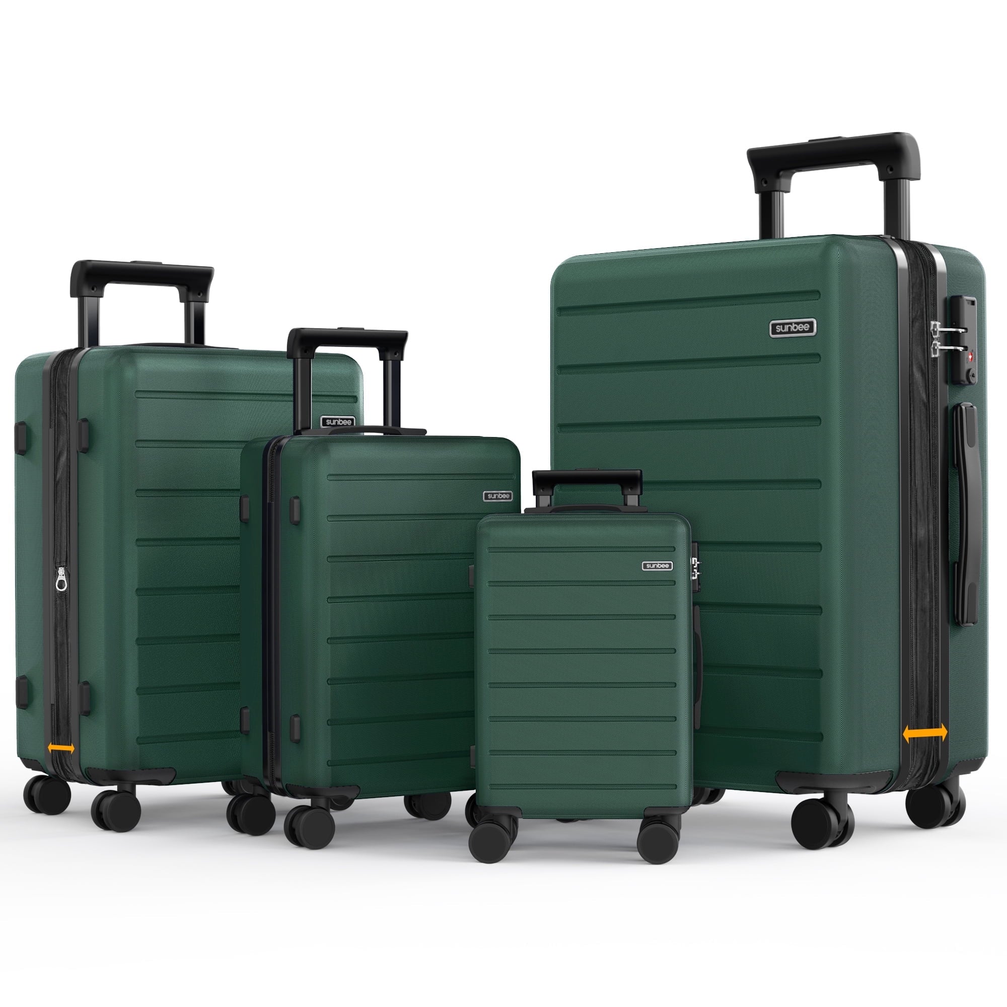 Sunbee SUNBEE-S1 28 Unisex 4-Piece Hardside Expandable Luggage Sets, Green