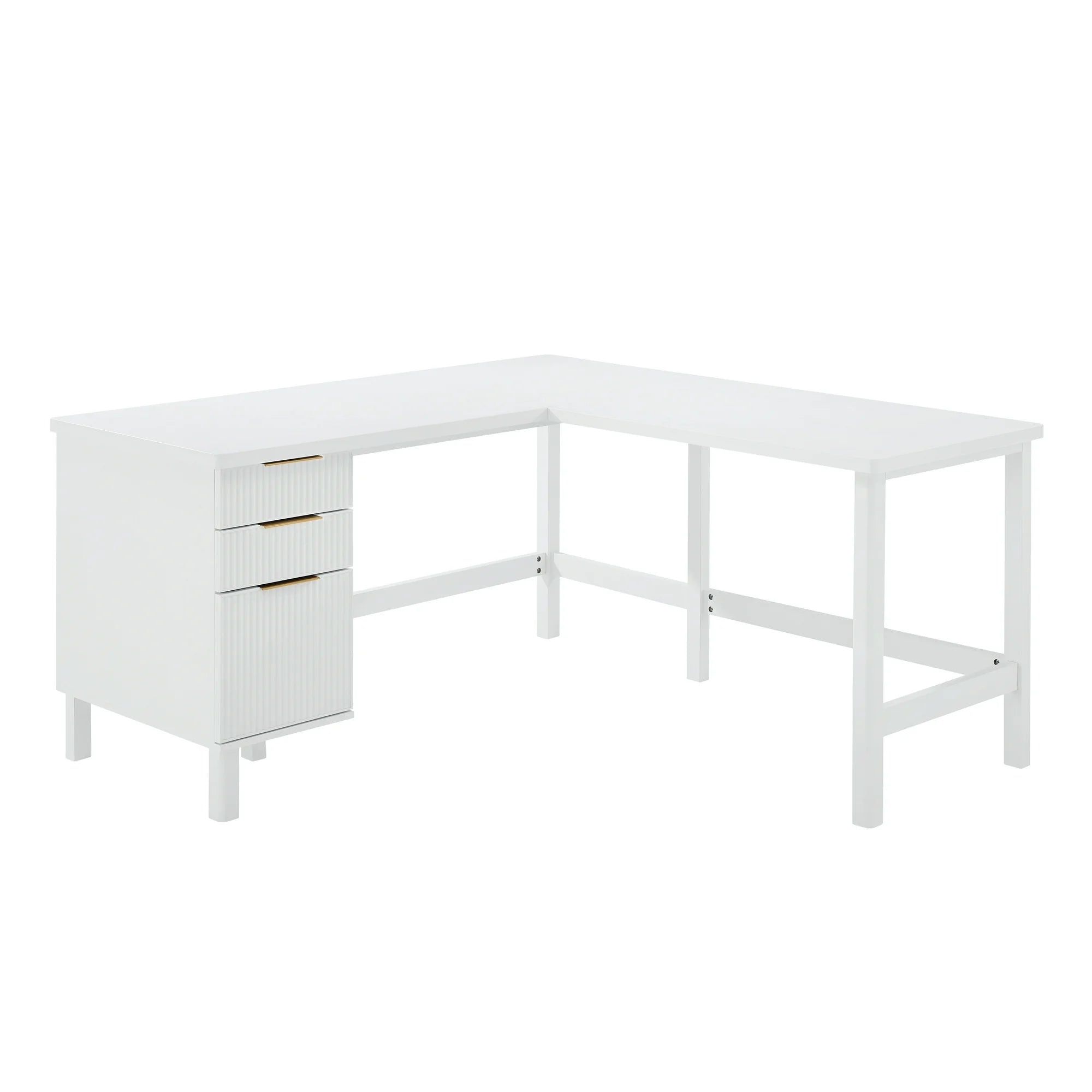 Better Homes & Gardens BHS436249972001 Lillian Fluted L-Shape Desk for Home Office, White