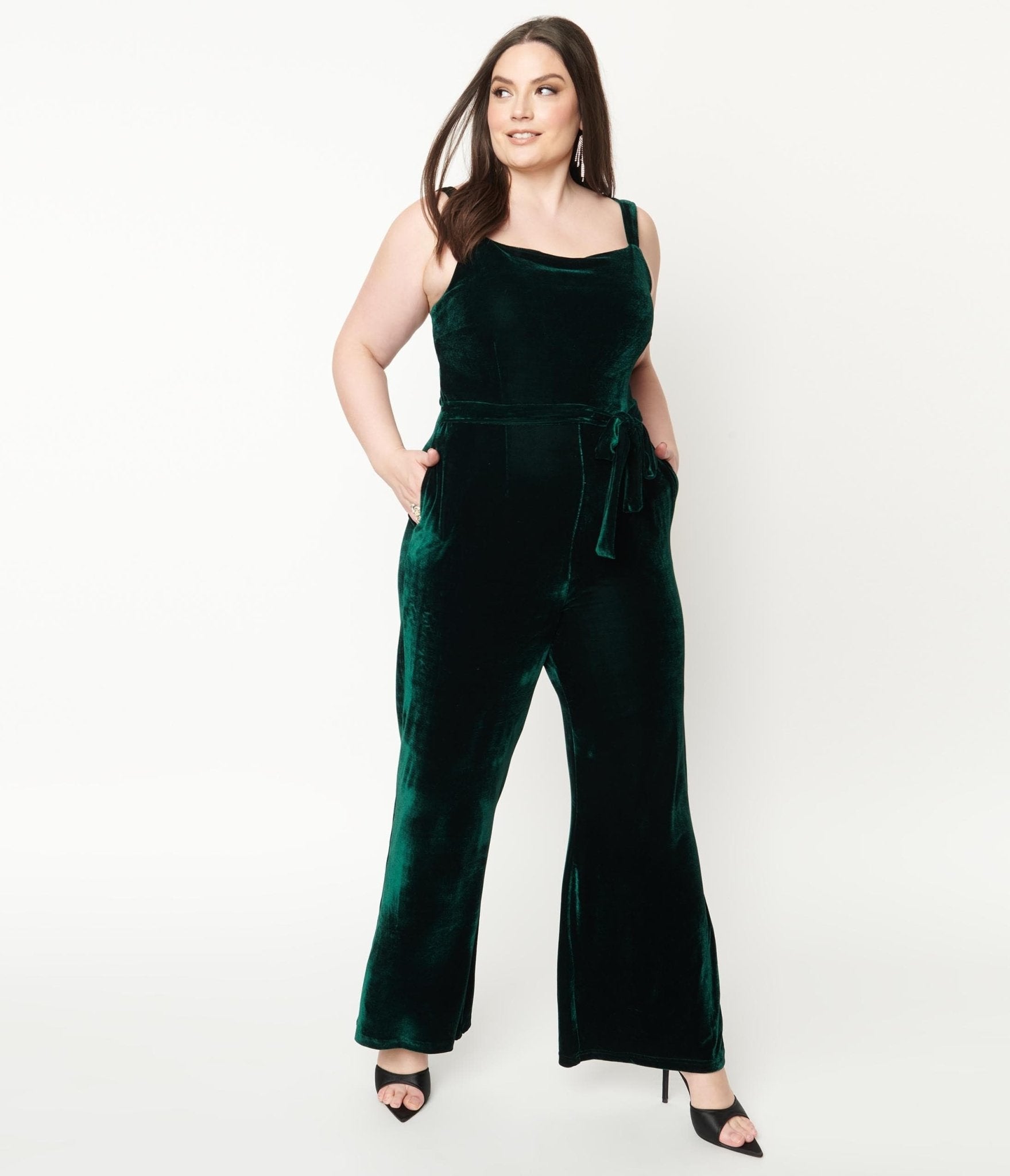 Collectif Plus Size Emerald Velvet Joan Jumpsuit