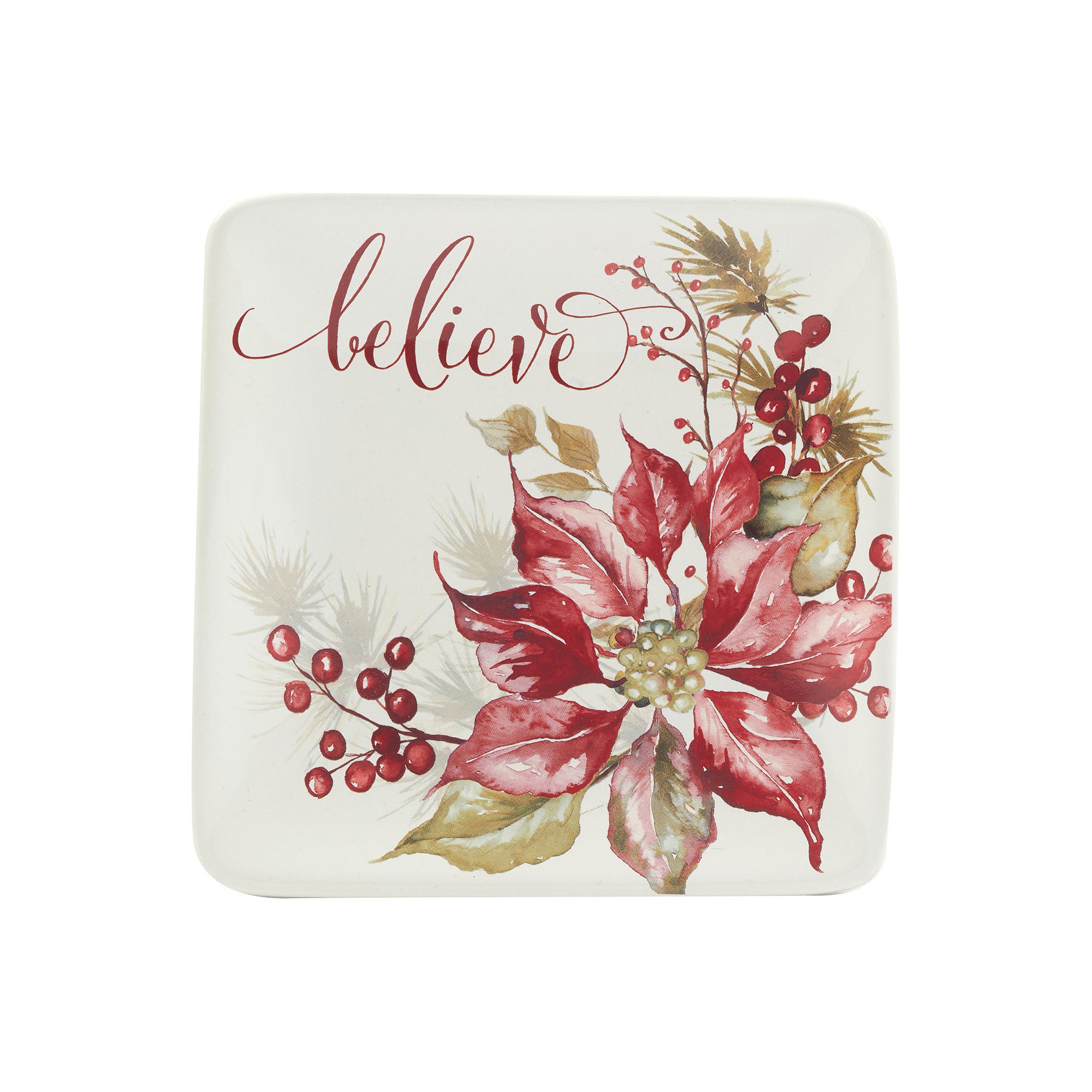 Certified International Winters Joy 4-Pc. Earthenware Appetizer Plate 36906SET4 - RED ONE SIZE