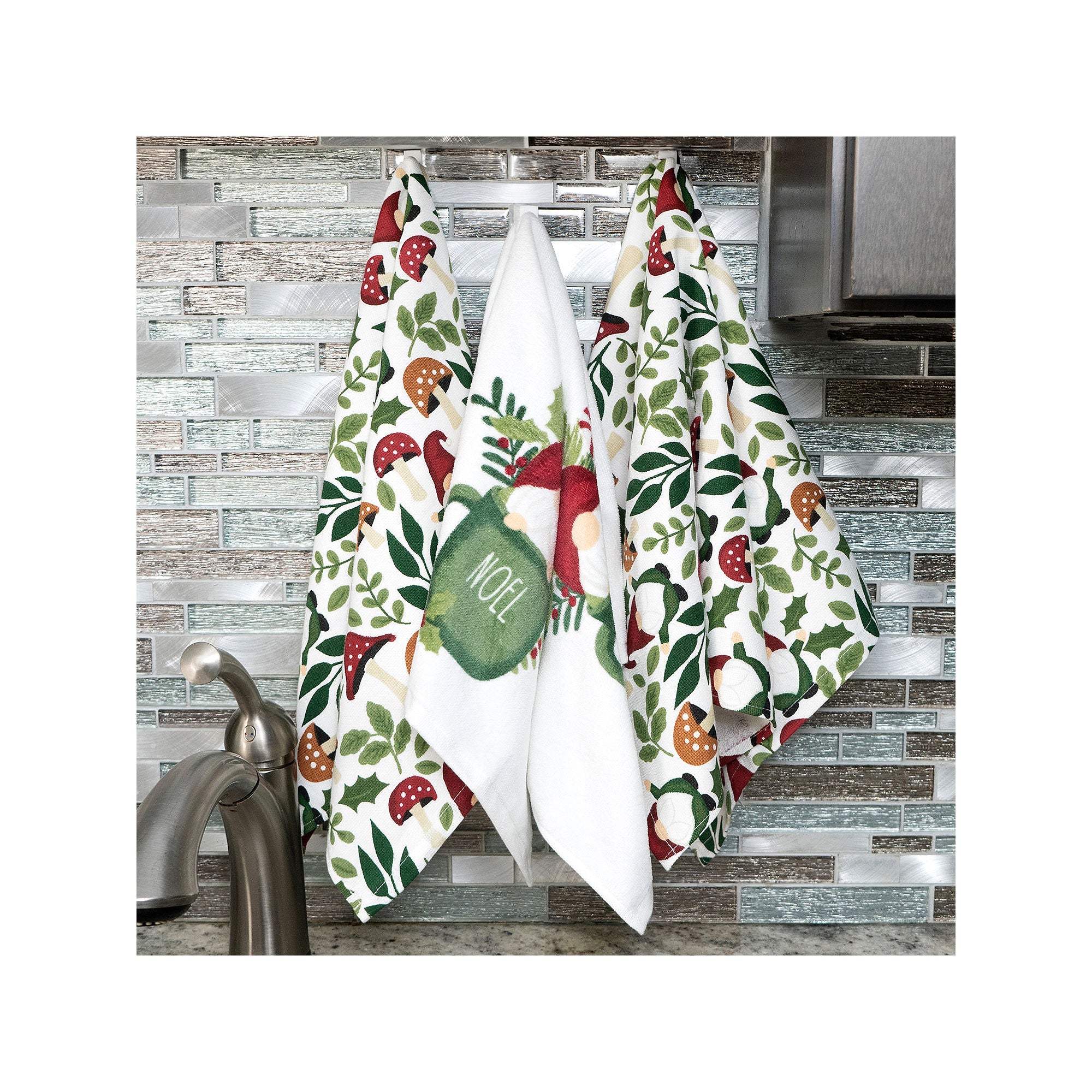 Ritz Noel Gnome 3-Pc. Towels + Dish Cloths - WHITE ONE SIZE