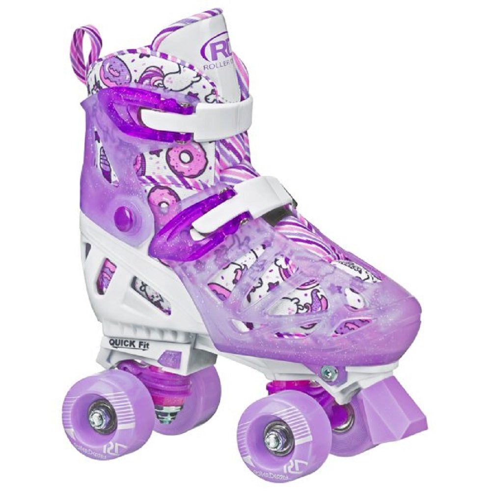 Roller Derby W346G2S Pearl Adjustable Girl's Roller Skates Donuts, Size: Small (12-2), urple/White